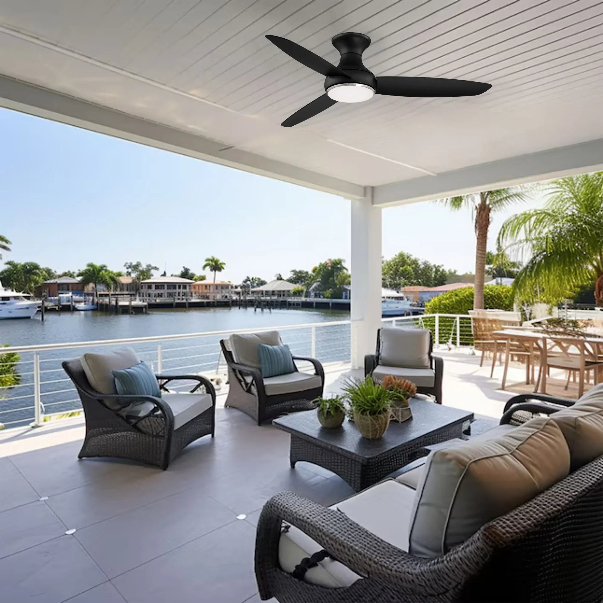 Concept III 54" Black Coal Outdoor Hugger LED Smart Ceiling Fan