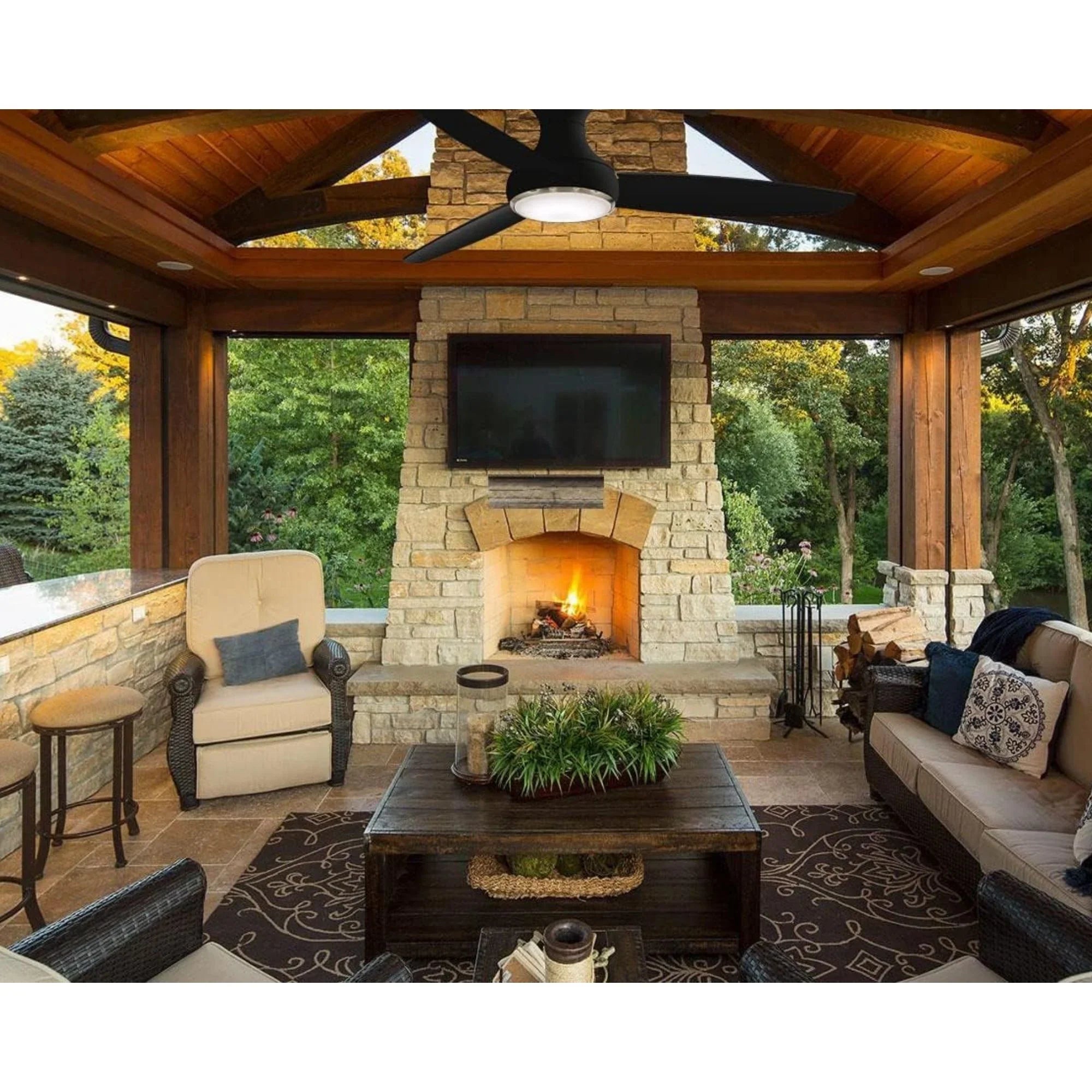 Concept III 54" Black Coal Outdoor Hugger LED Smart Ceiling Fan