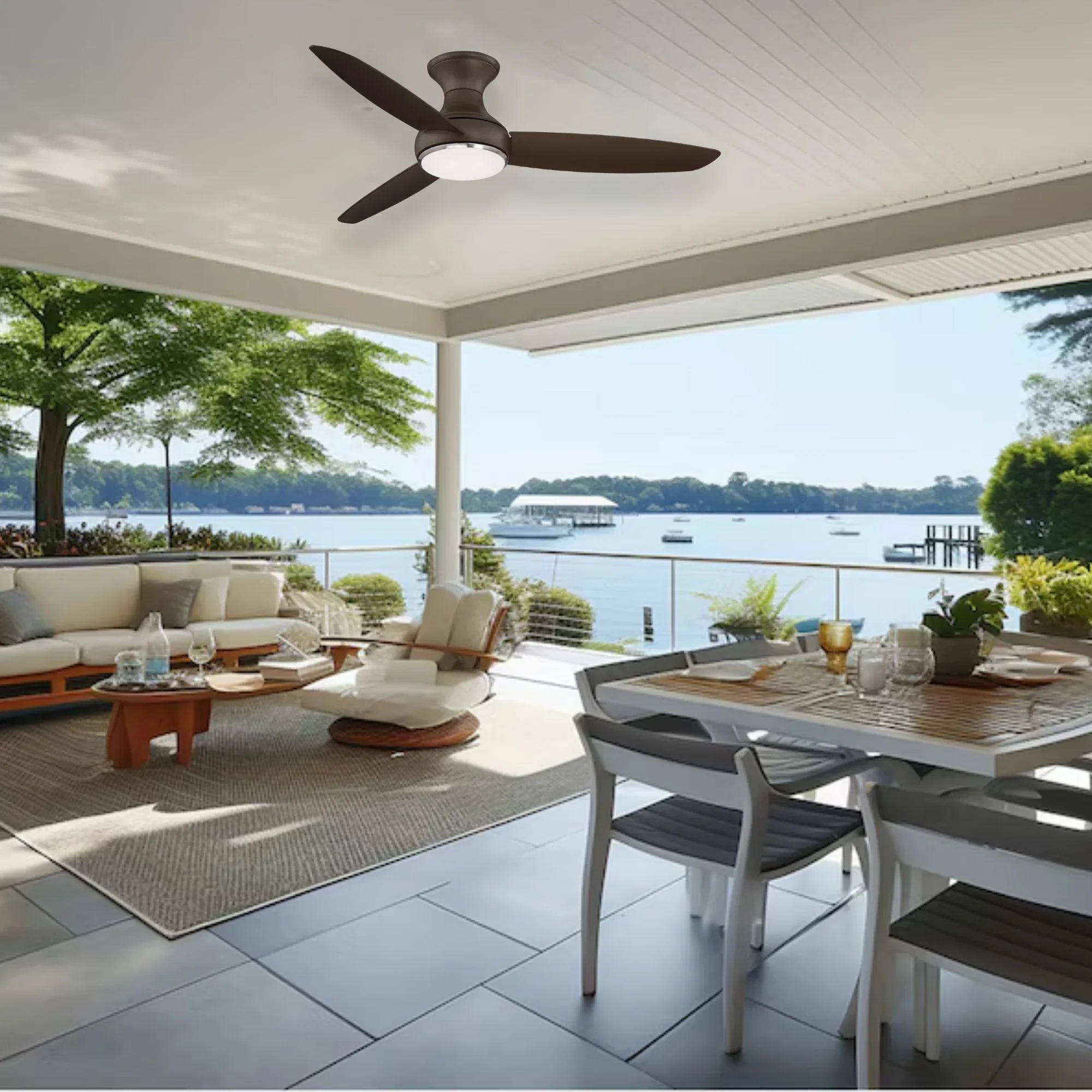 Concept III 54" Bronze Outdoor Hugger LED Smart Ceiling Fan