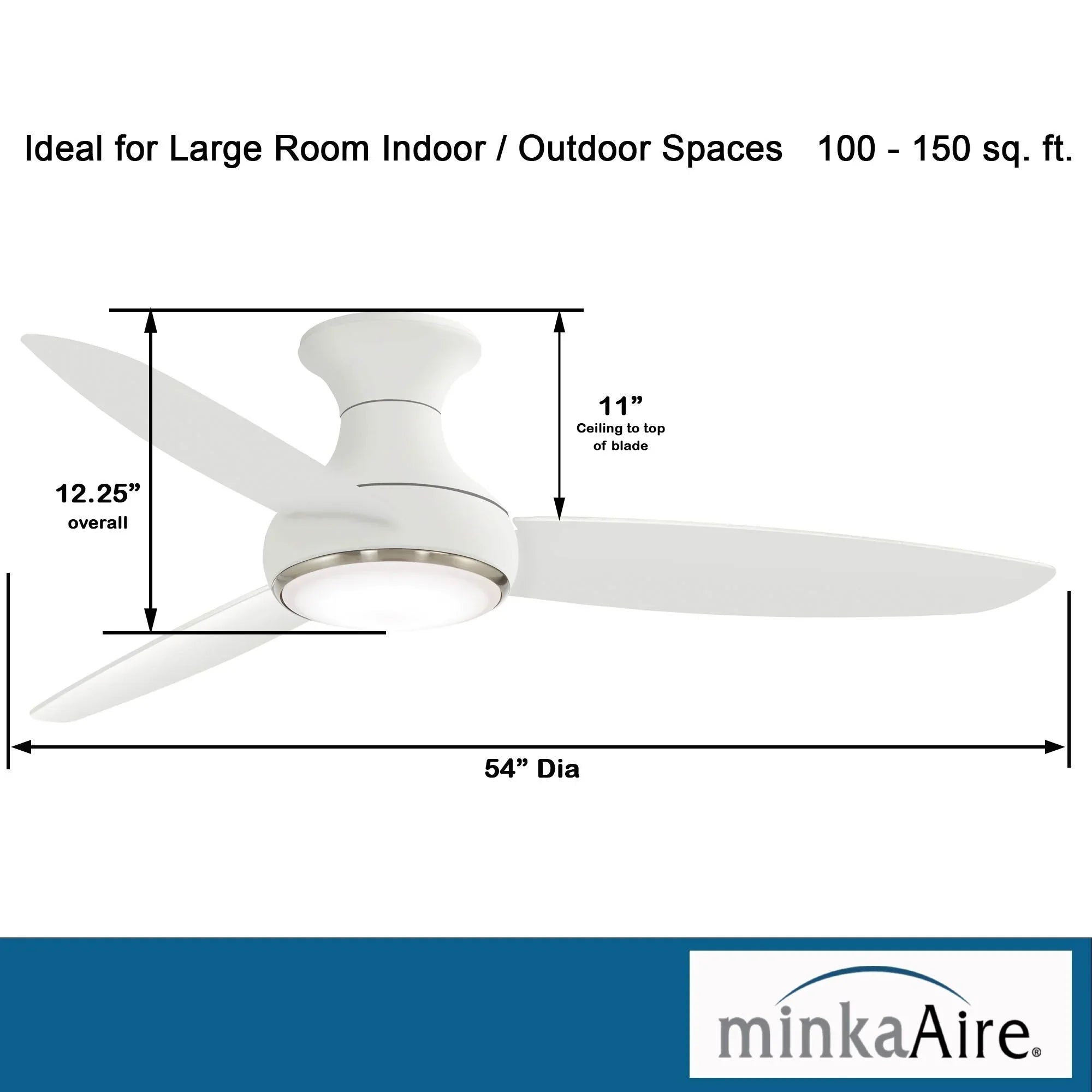 Concept III 54" White Outdoor Hugger LED Smart Ceiling Fan