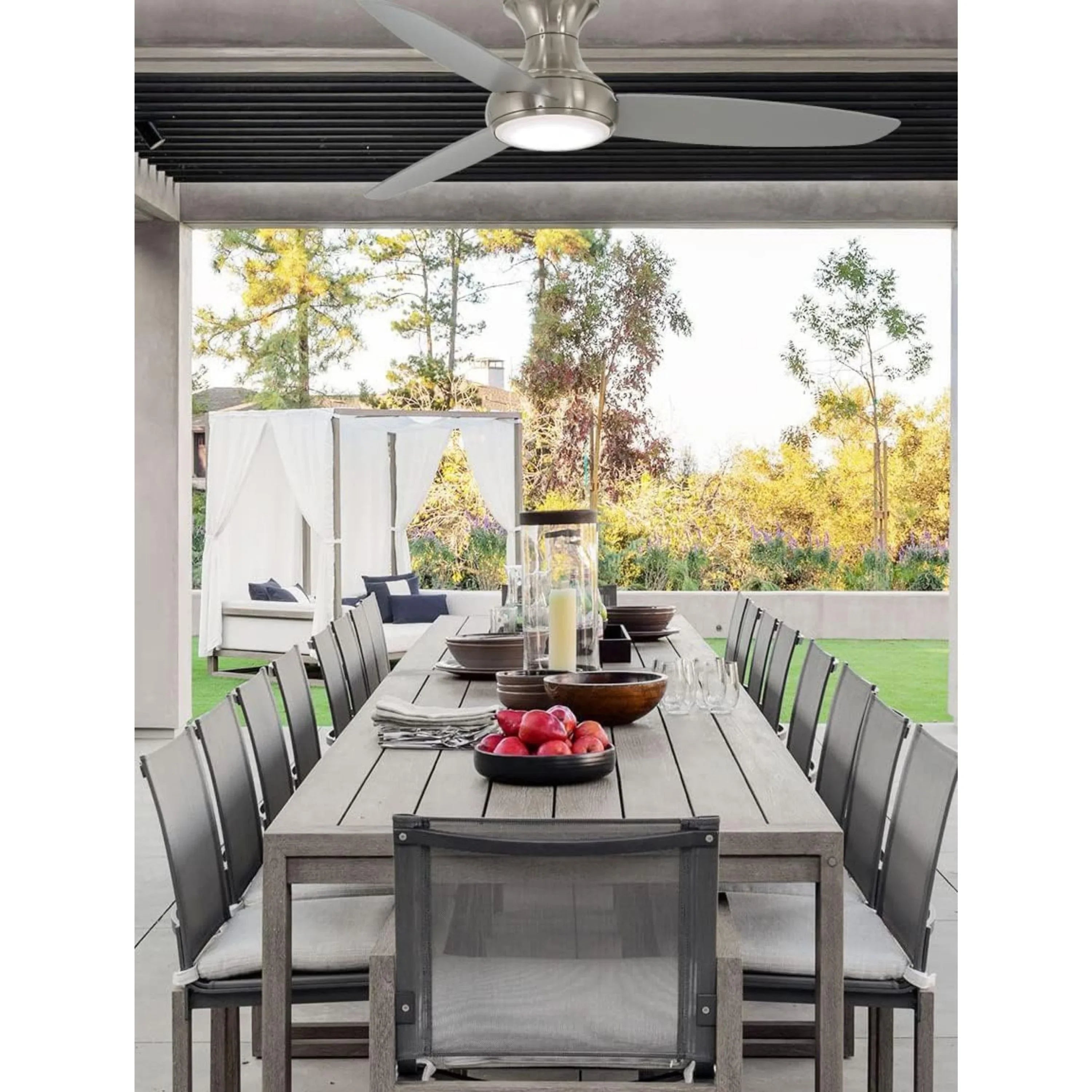 Concept III 54" Nickel Outdoor Hugger LED Smart Ceiling Fan