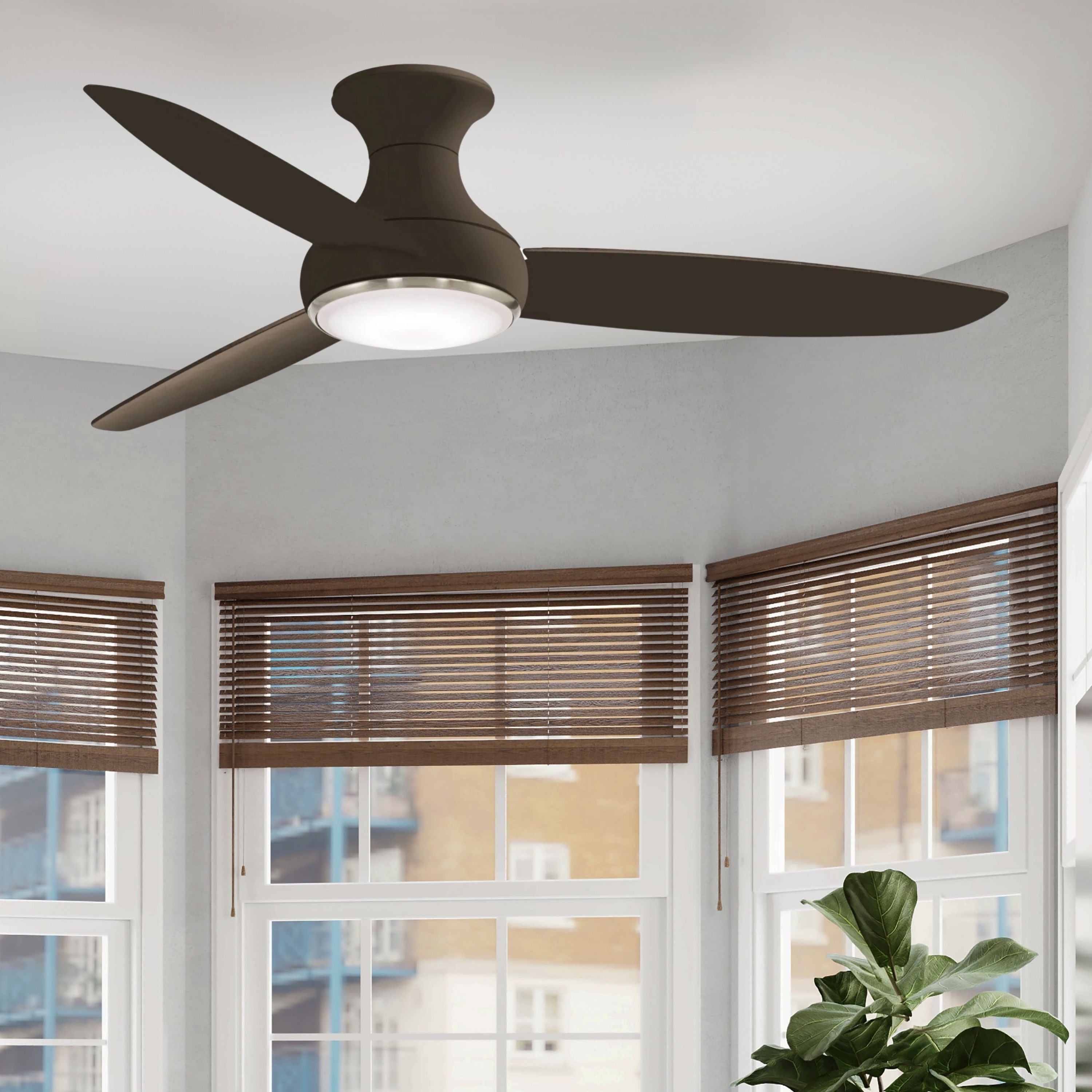 Concept III 54" Bronze Outdoor Hugger LED Smart Ceiling Fan