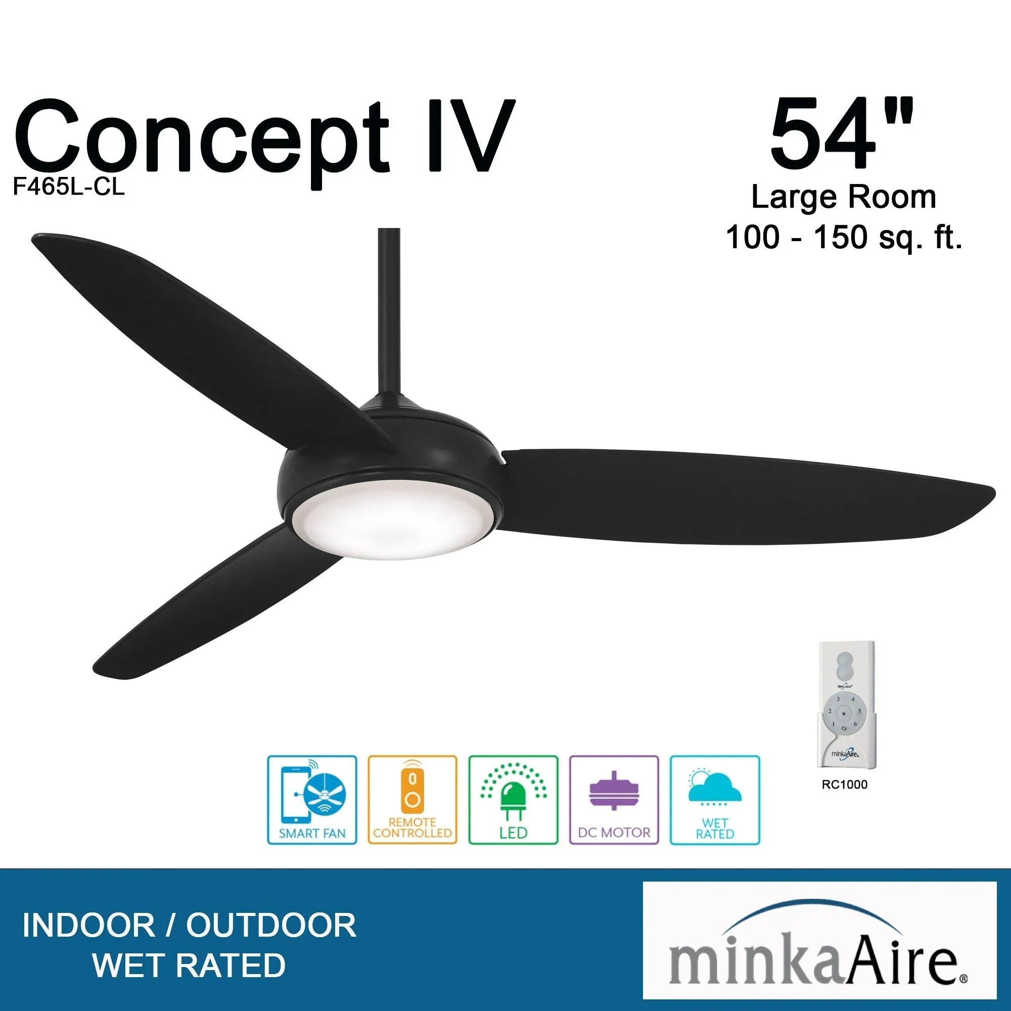 Concept IV 54" Black Coal Outdoor LED Smart Ceiling Fan