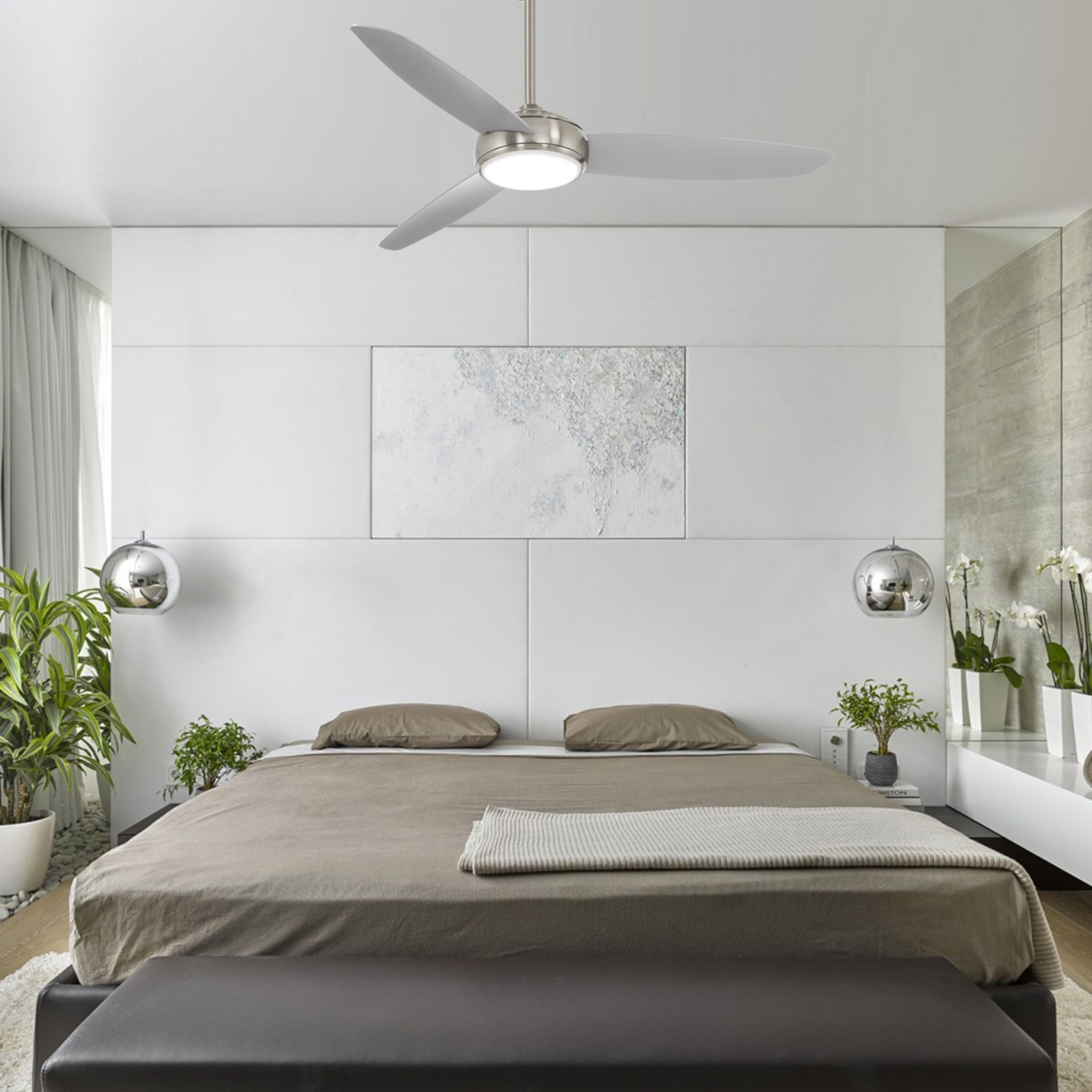 Concept IV 54" Nickel Outdoor LED Smart Ceiling Fan