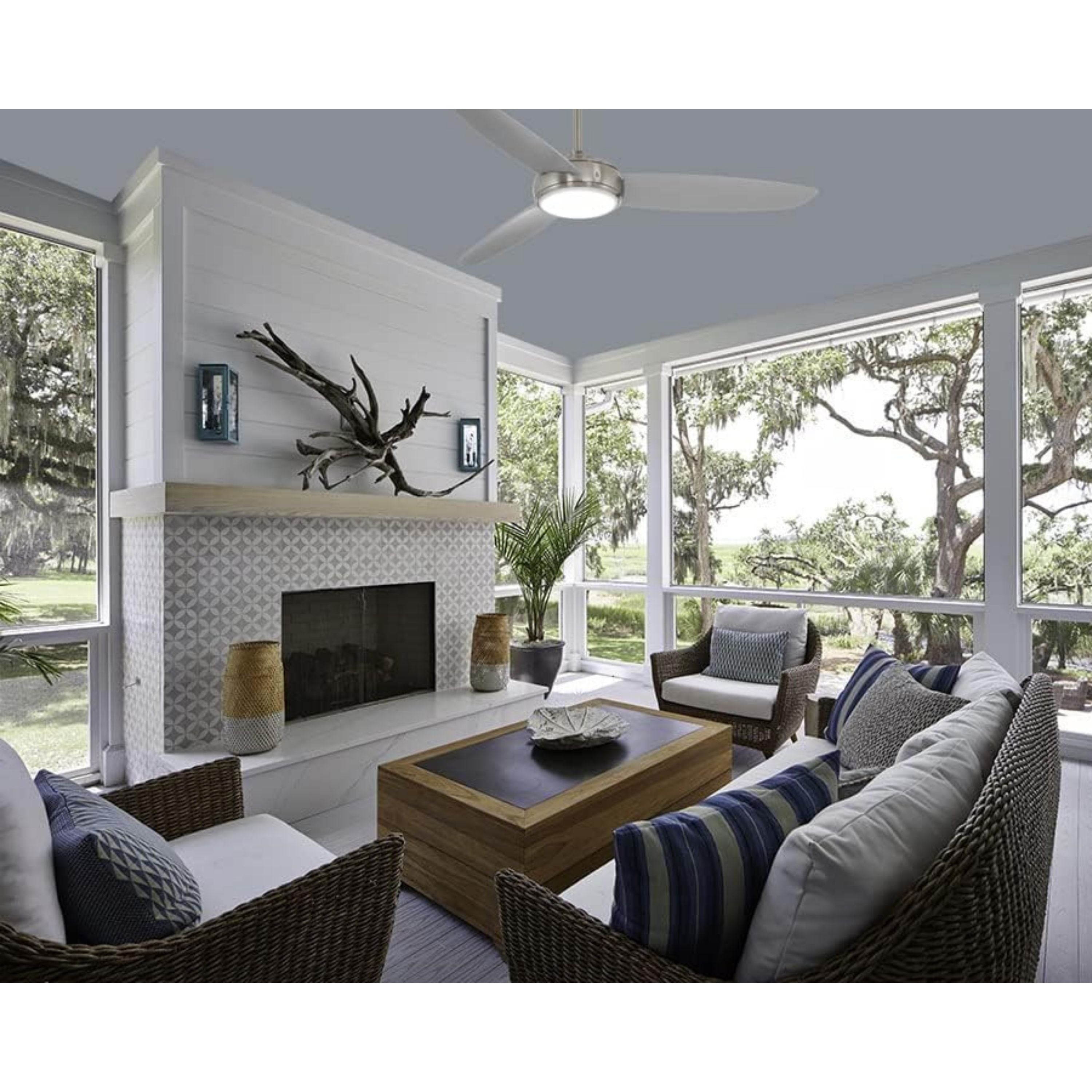 Concept IV 54" Nickel Outdoor LED Smart Ceiling Fan