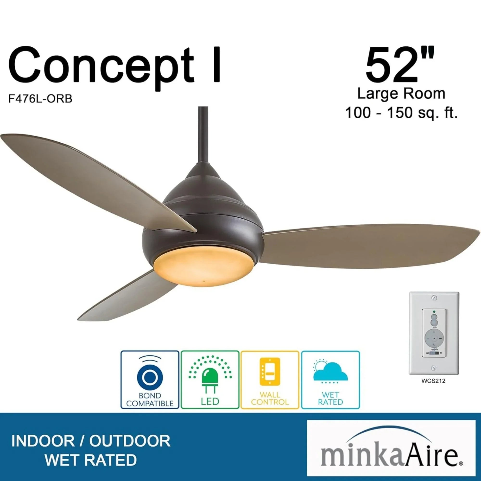 Concept I Wet 52" Bronze LED Outdoor Ceiling Fan with Wall Control