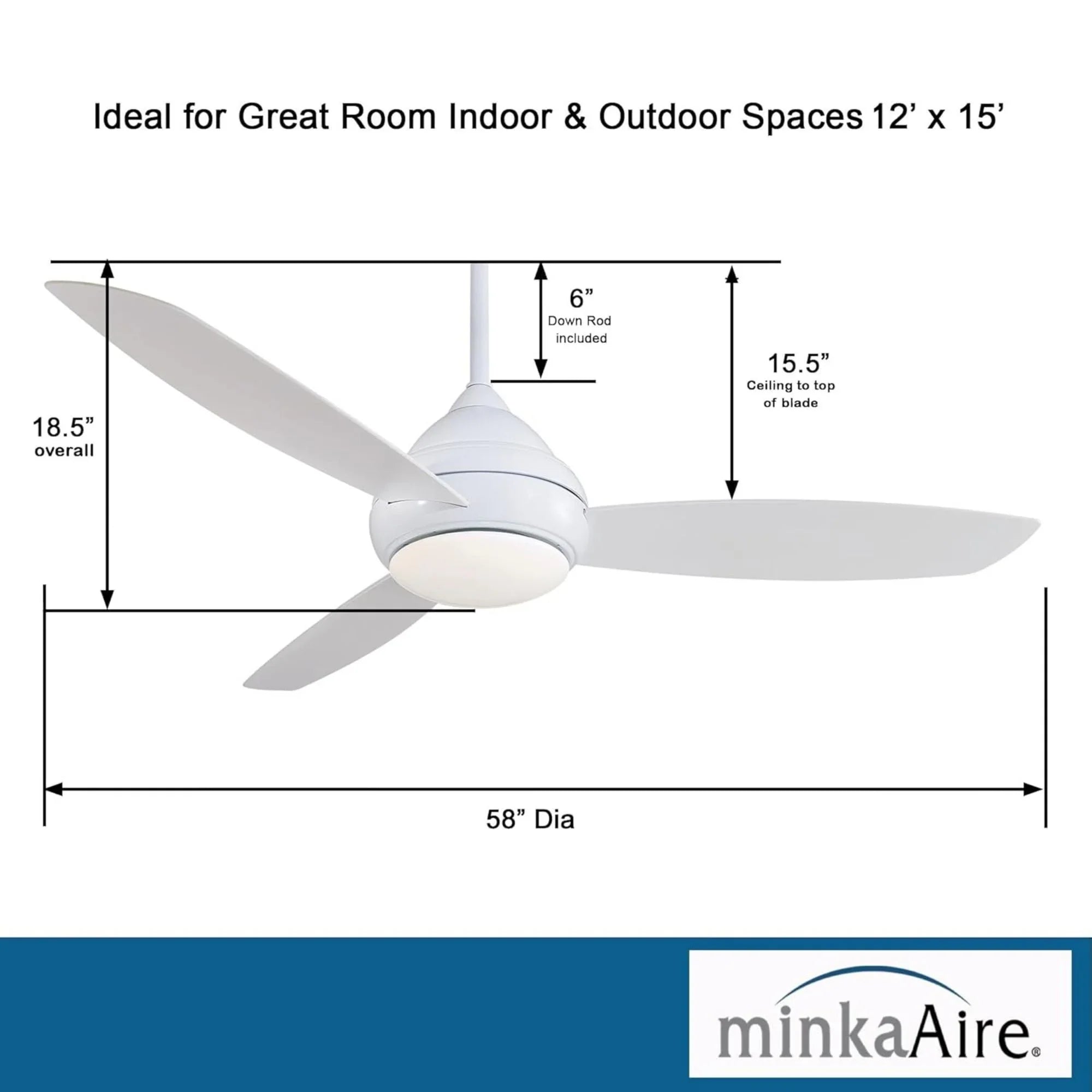 Concept I Wet 58" White LED Outdoor Ceiling Fan with Wall Control