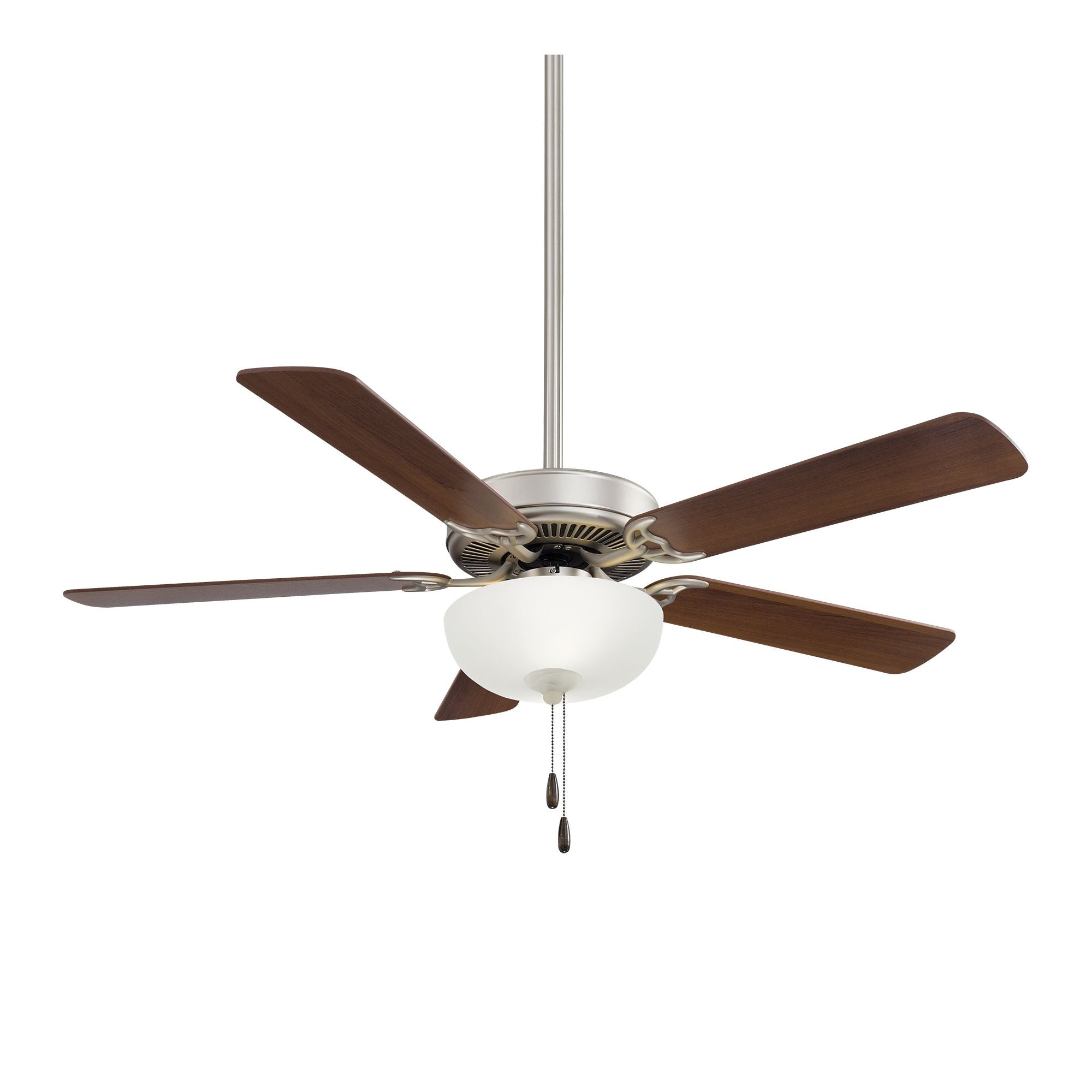 Contractor II Uni-Pack 52" LED Ceiling Fan with Pull Chain, Brushed Steel with Walnut Blades - Bees Lighting