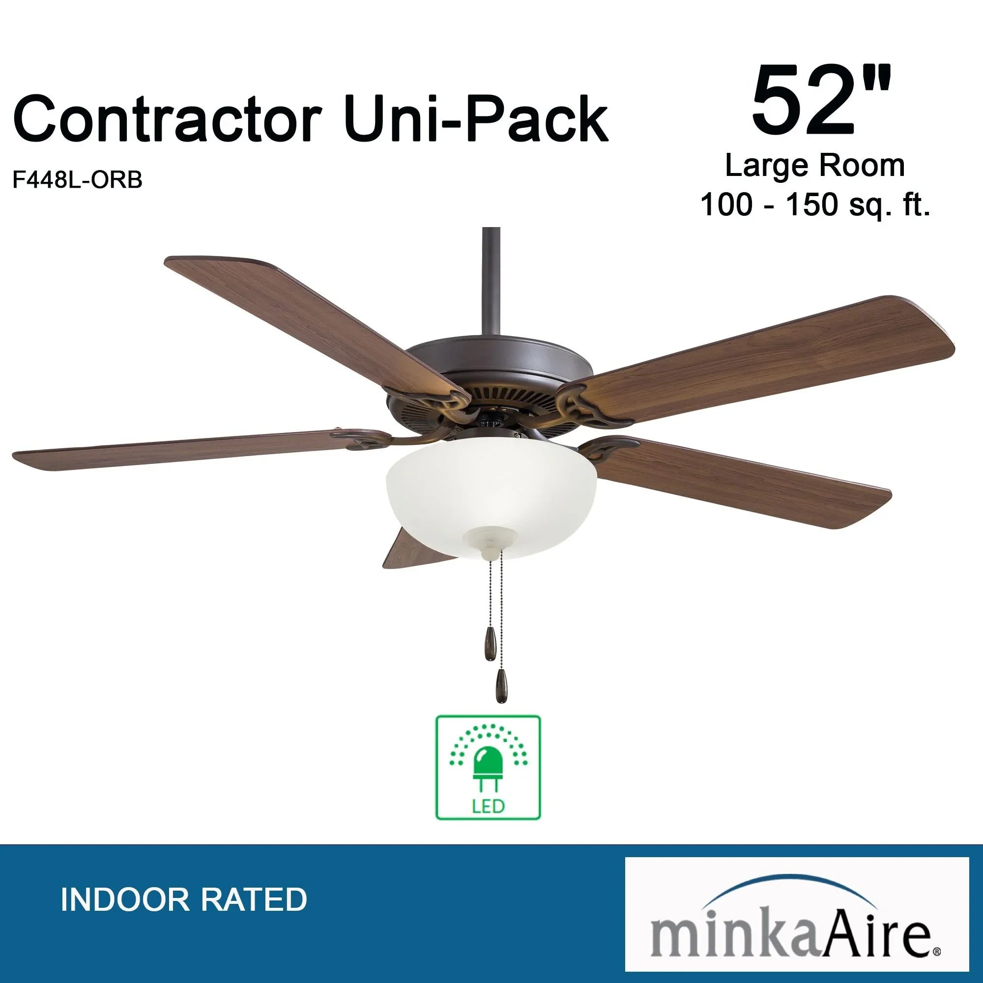 Contractor II Uni-Pack 52" LED Ceiling Fan with Pull Chain, Oil Rubbed Bronze - Bees Lighting