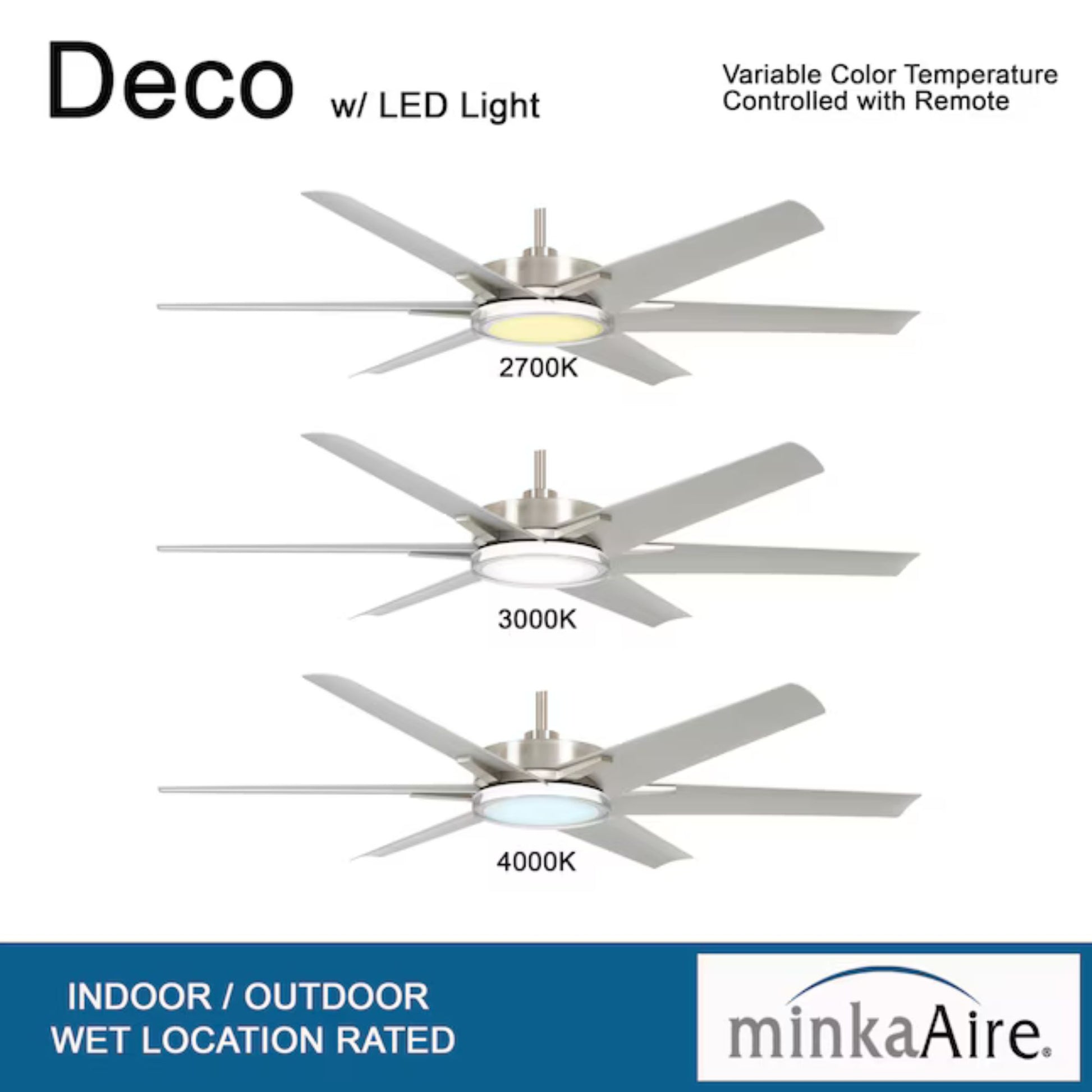 Deco 65" Brushed Nickel Outdoor LED Ceiling Fan - Bees Lighting