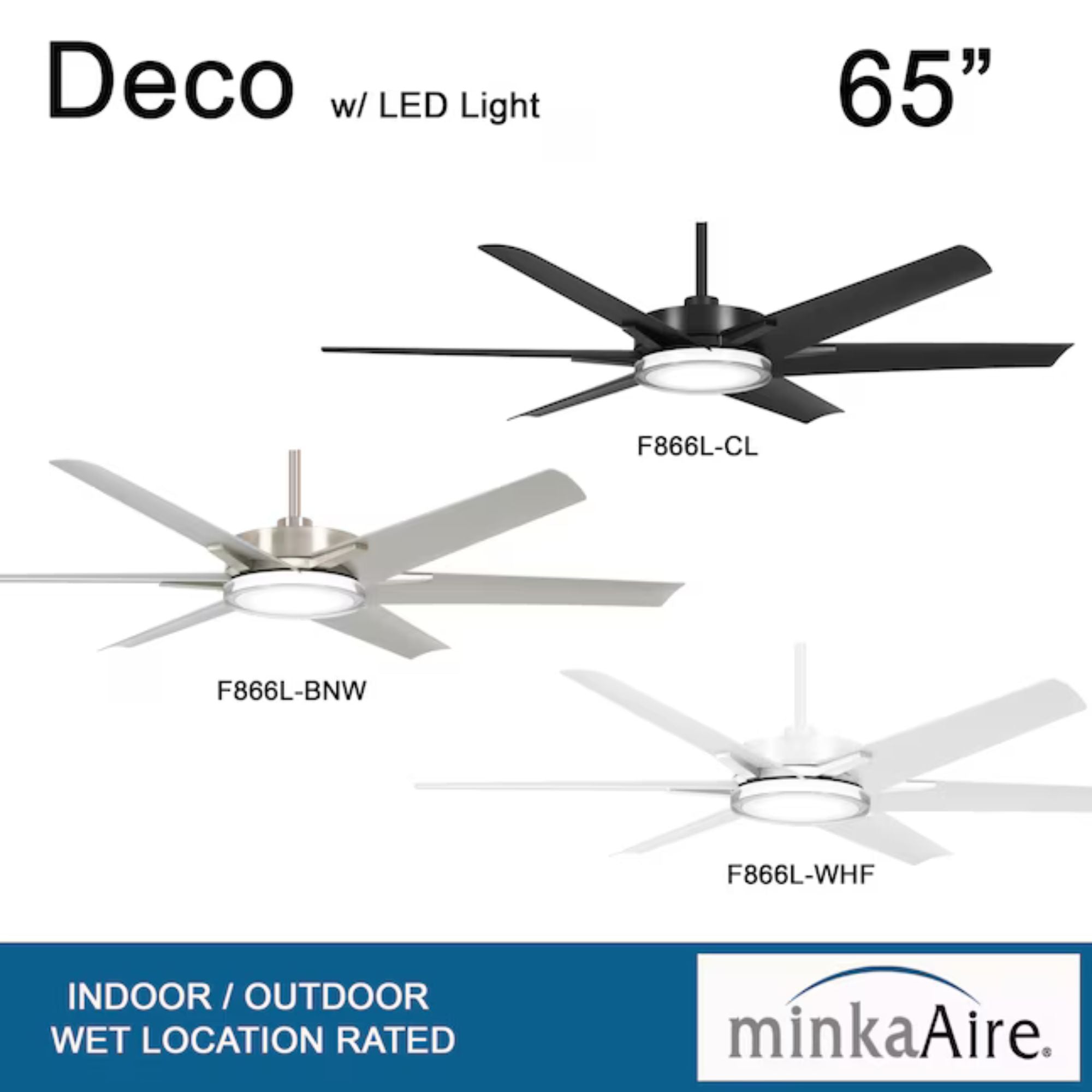 Deco 65" Brushed Nickel Outdoor LED Ceiling Fan - Bees Lighting