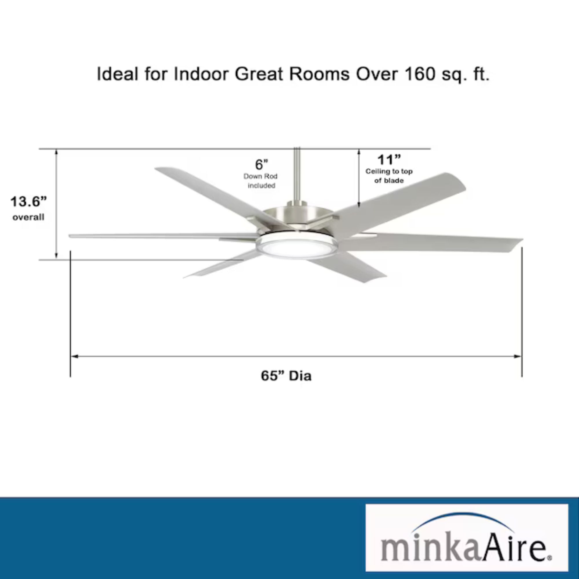 Deco 65" Brushed Nickel Outdoor LED Ceiling Fan - Bees Lighting