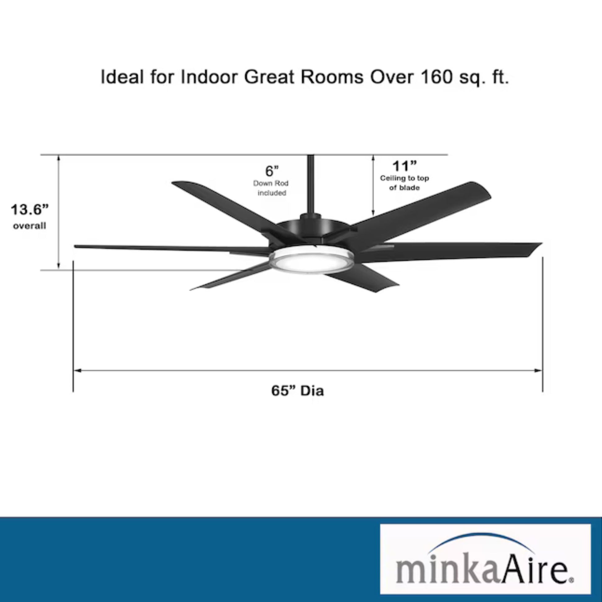 Deco 65" Black Coal Outdoor LED Ceiling Fan - Bees Lighting