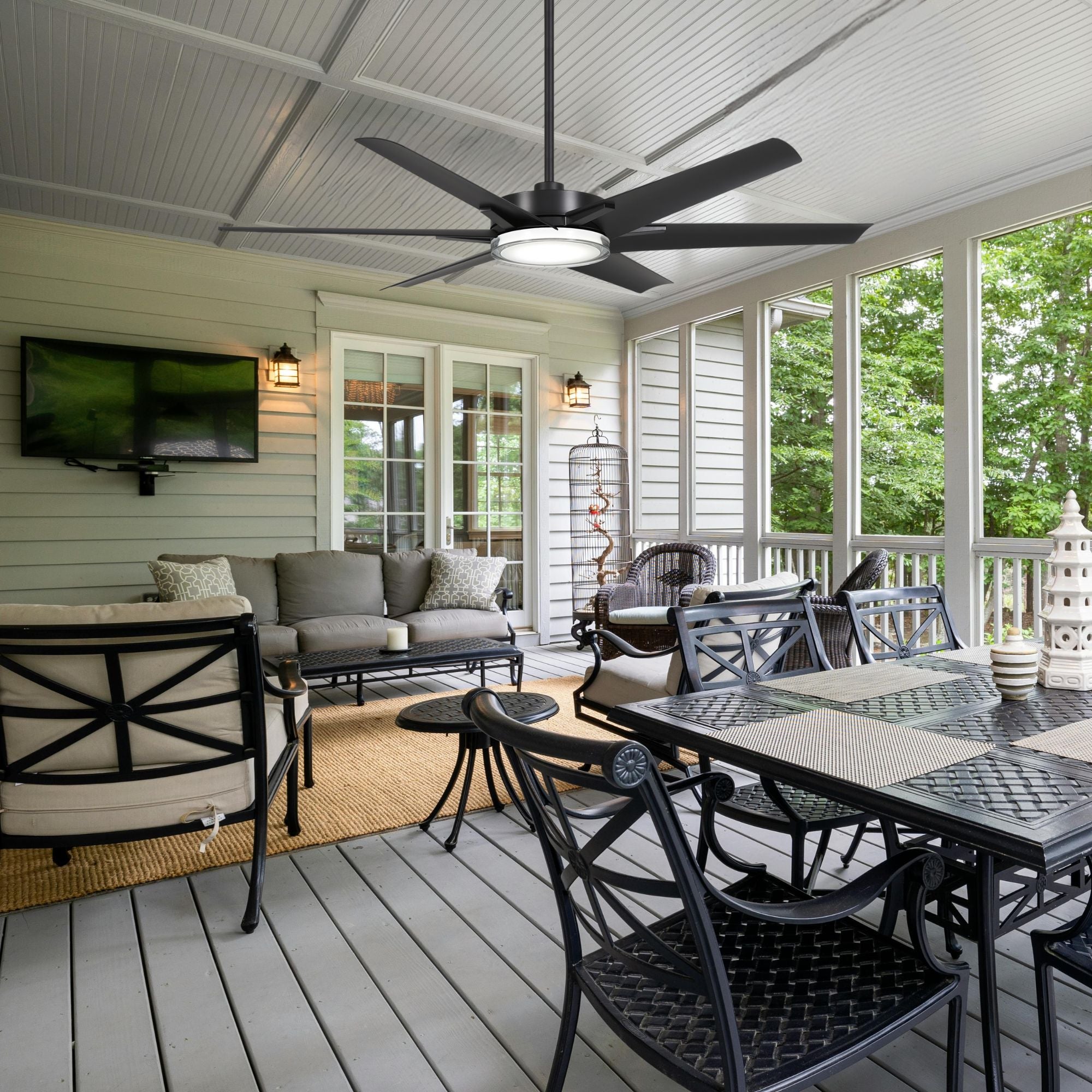 Deco 65" Black Coal Outdoor LED Ceiling Fan - Bees Lighting