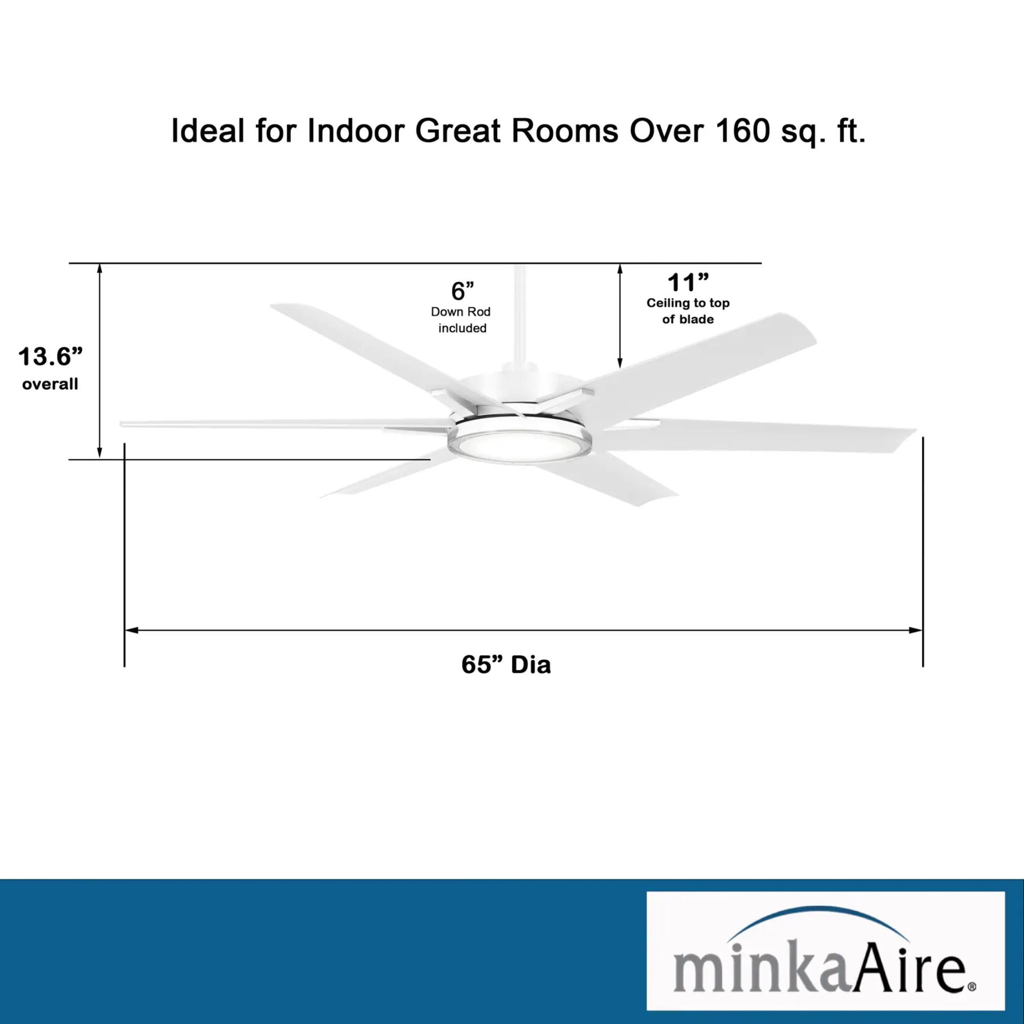 Deco 65" Flat White Outdoor LED Ceiling Fan - Bees Lighting