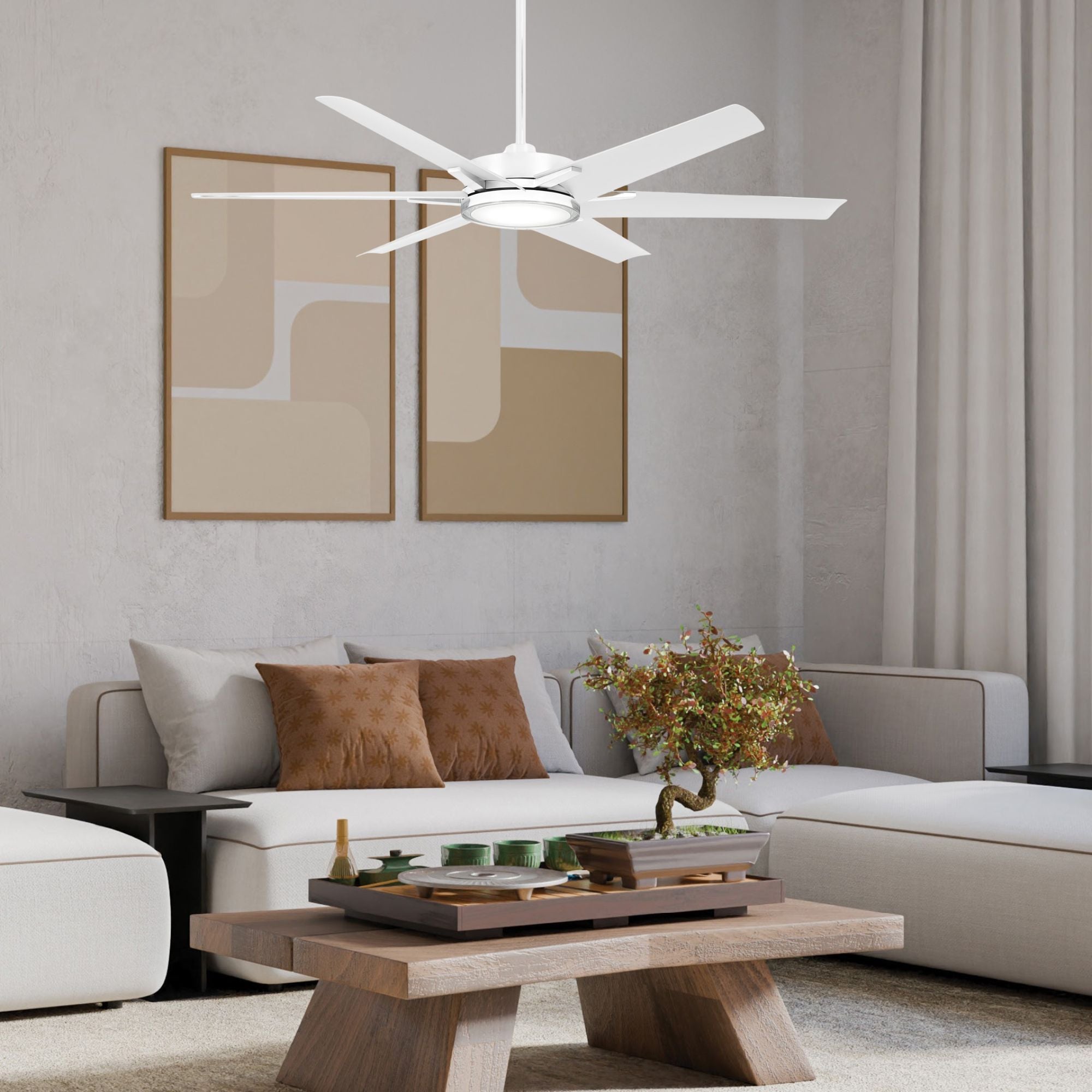 Deco 65" Flat White Outdoor LED Ceiling Fan - Bees Lighting