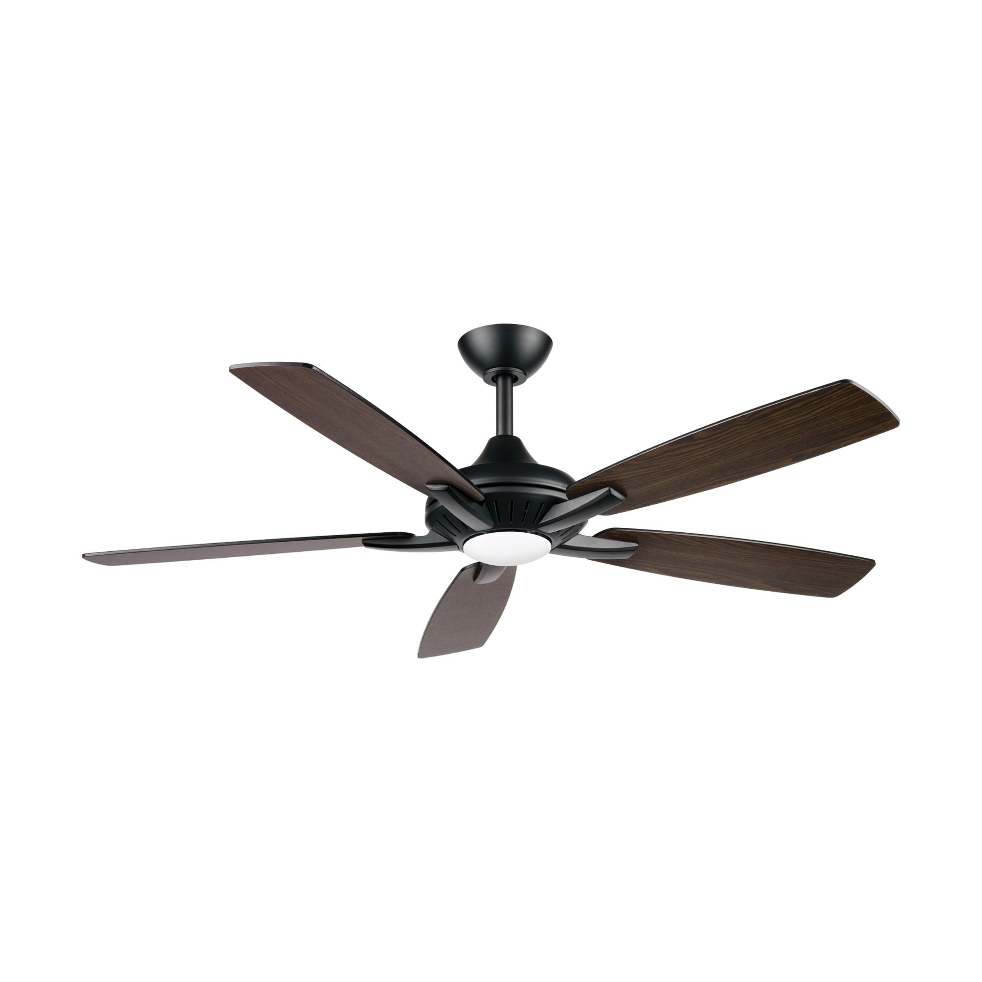 Dyno LED 52" Coal Black Ceiling Fan with Remote, Dark Textured Walnut/Coal Black Blades