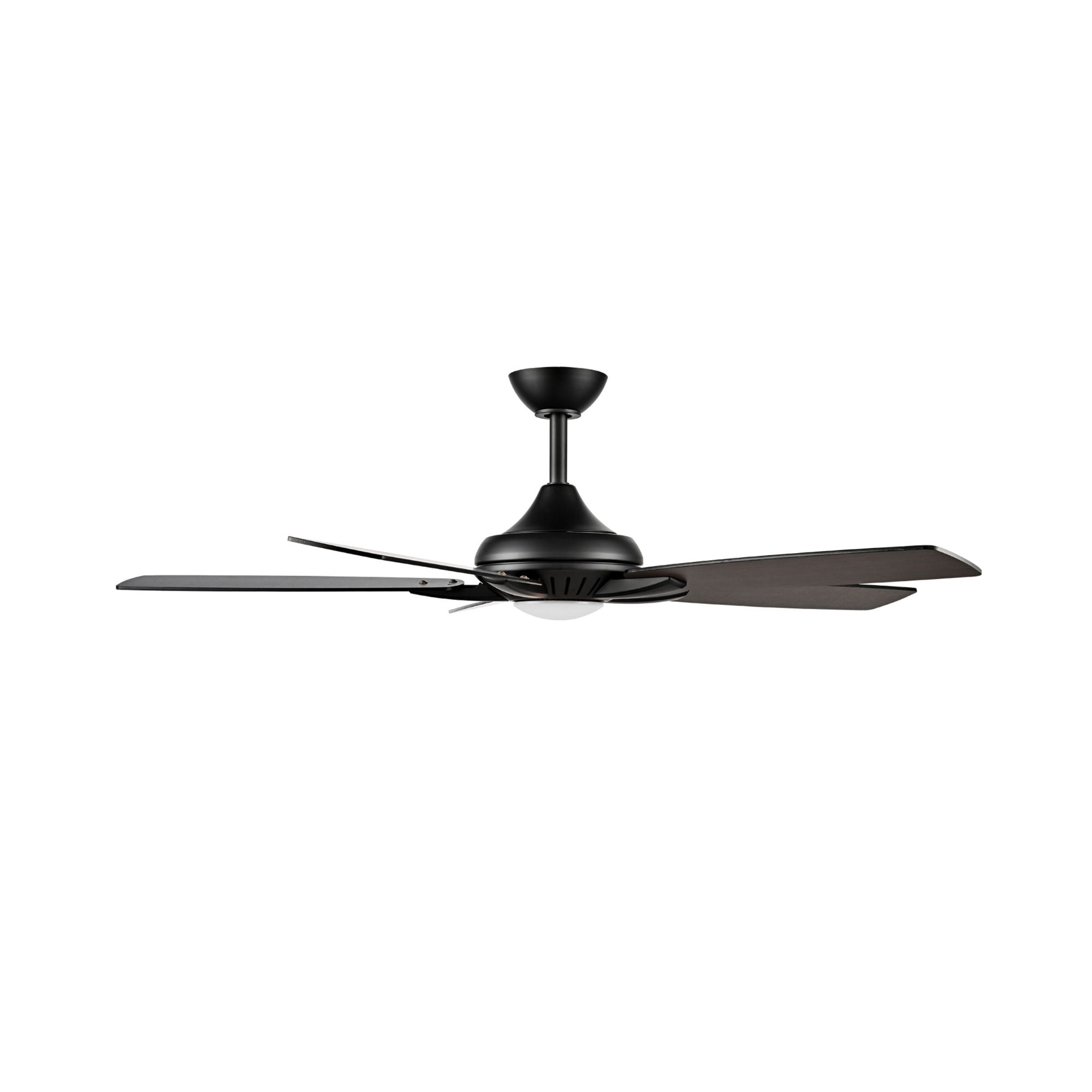 Dyno LED 52" Coal Black Ceiling Fan with Remote, Dark Textured Walnut/Coal Black Blades