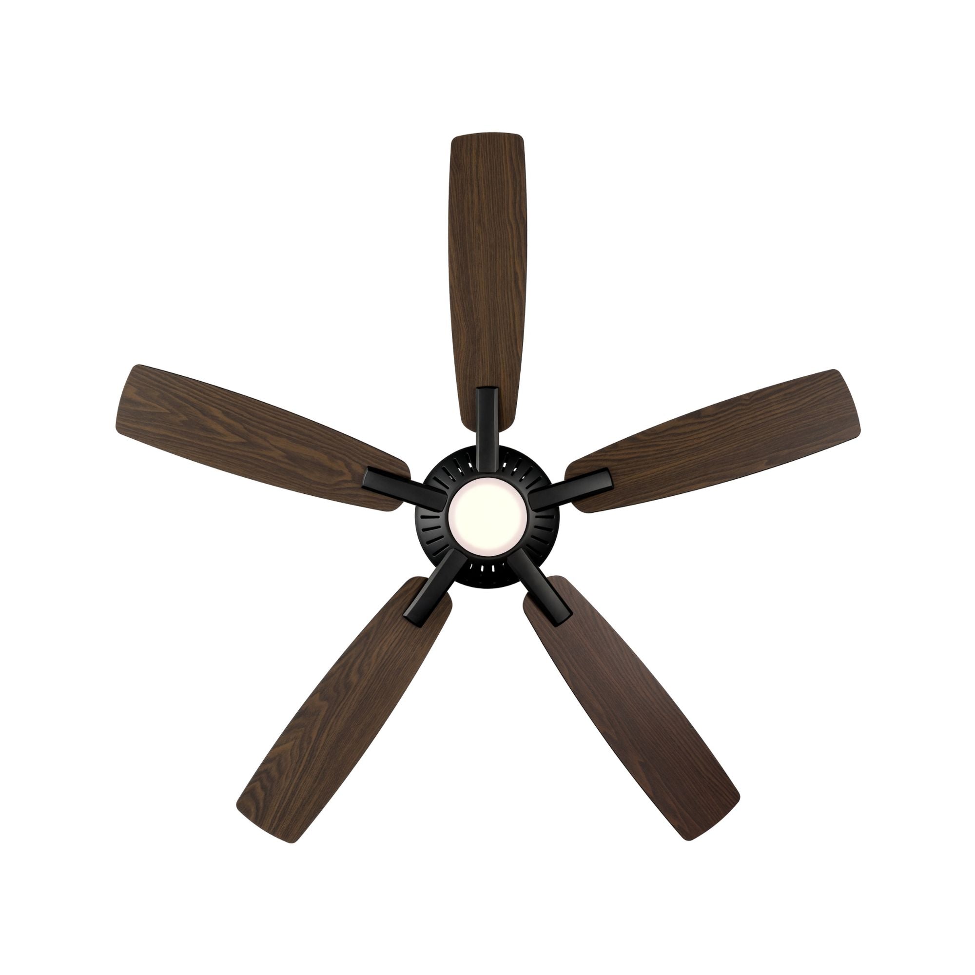 Dyno LED 52" Coal Black Ceiling Fan with Remote, Dark Textured Walnut/Coal Black Blades