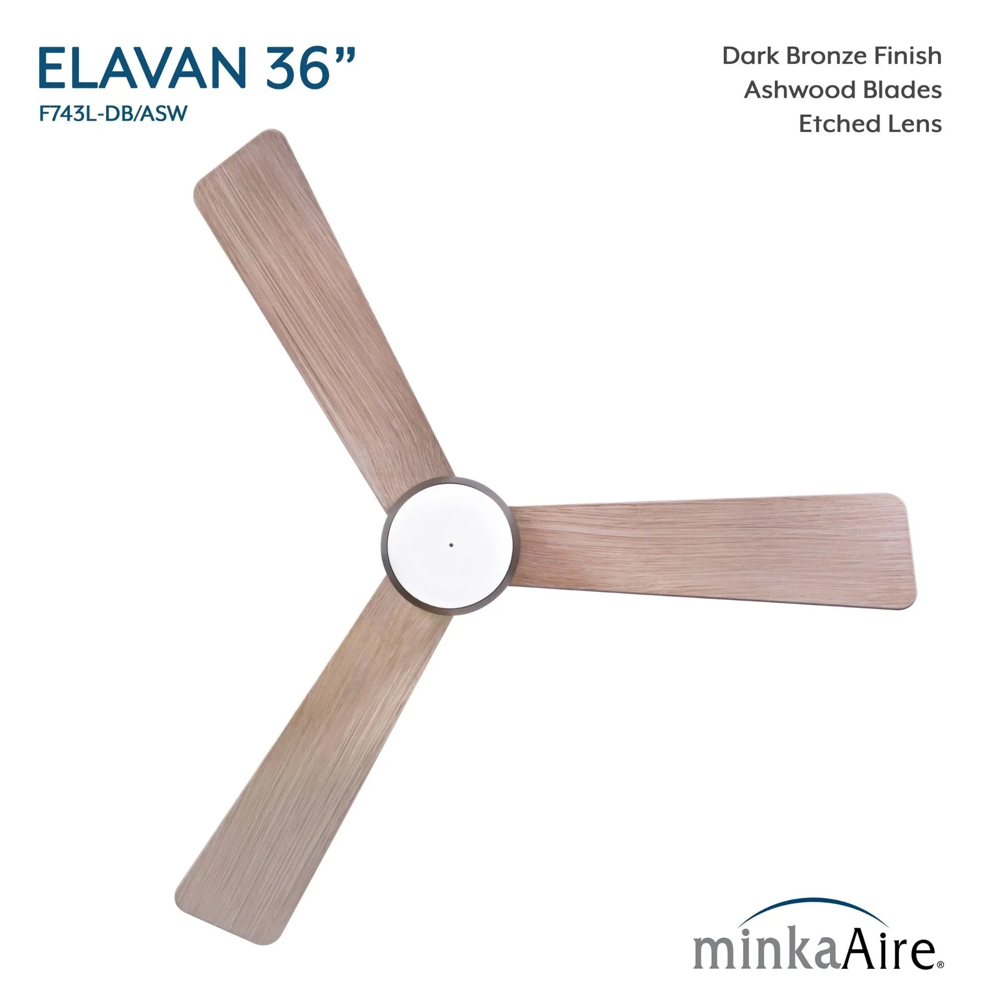 Elavan 36" Dark Bronze LED Ceiling Fan with Remote
