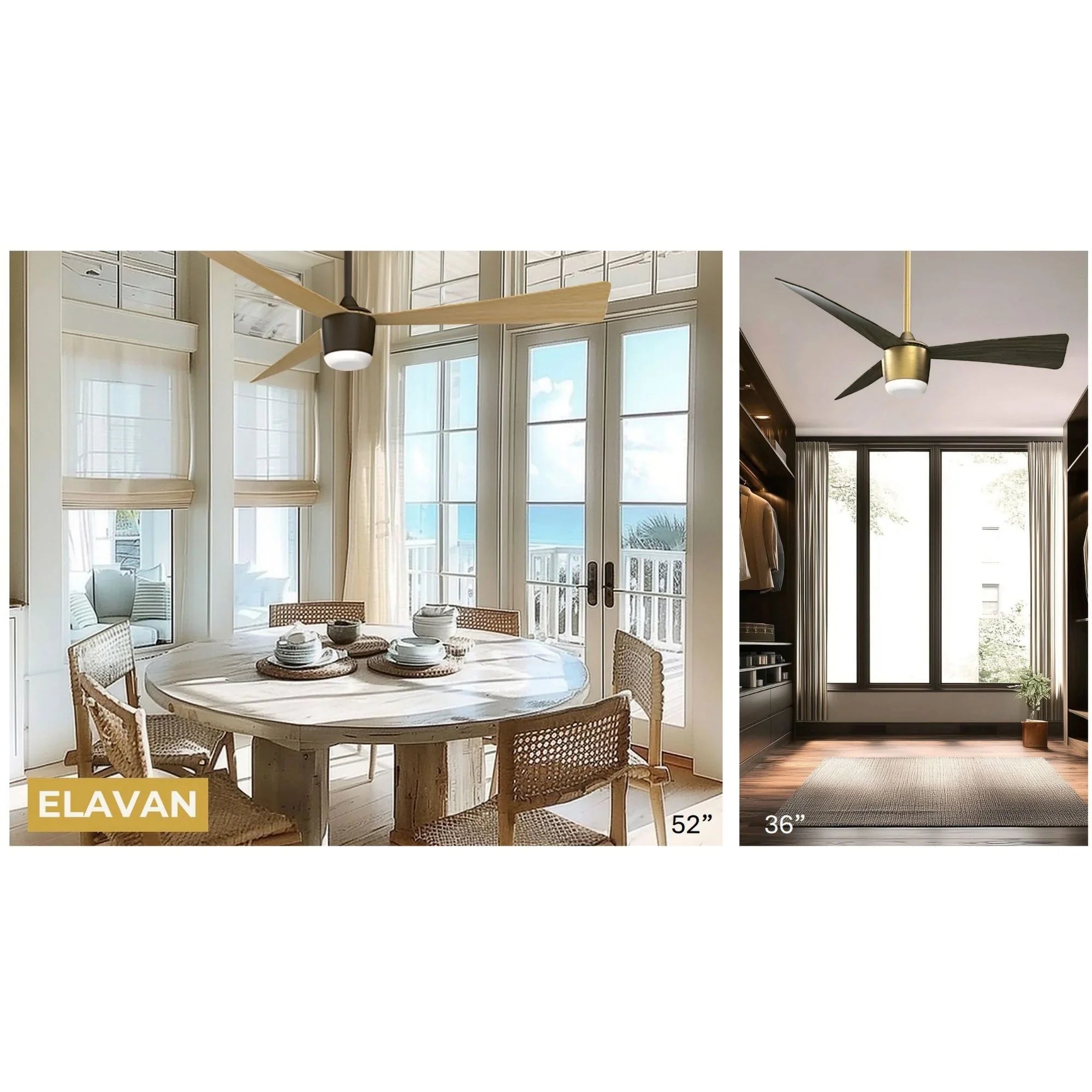 Elavan 36" Dark Bronze LED Ceiling Fan with Remote