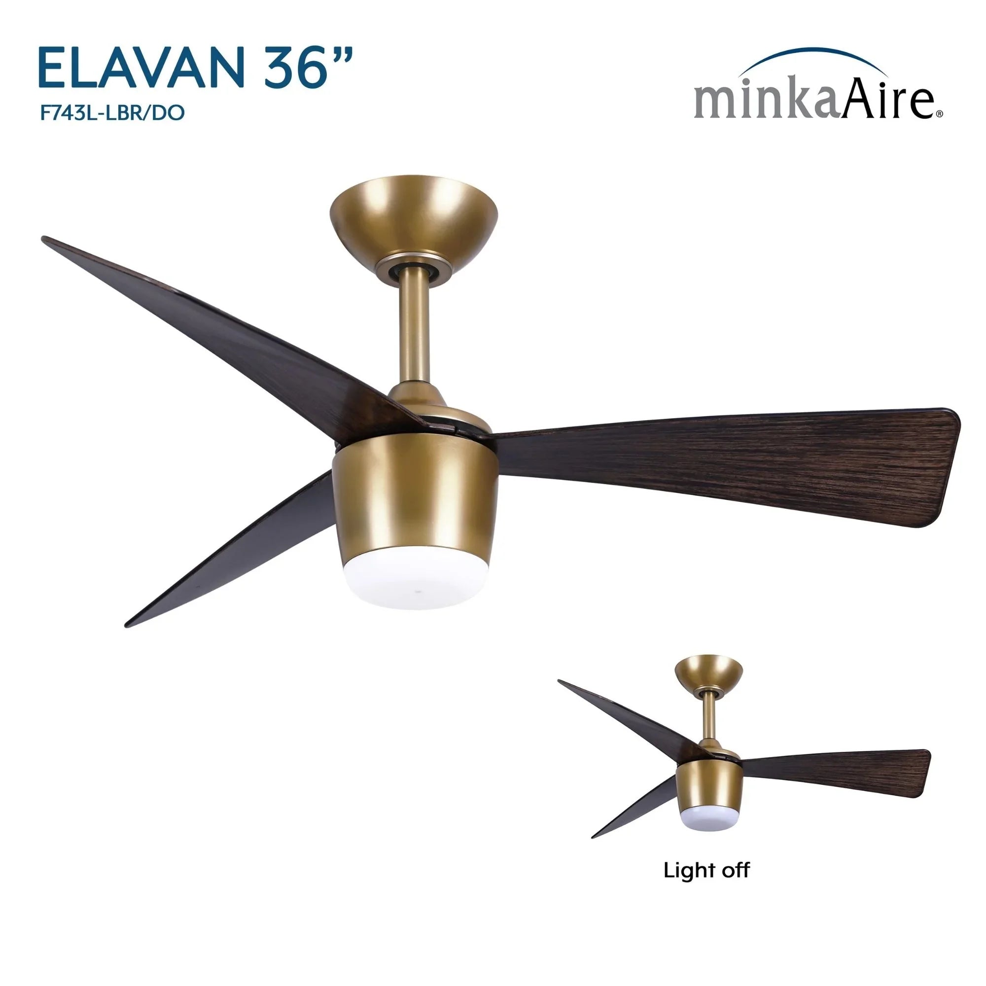 Elavan 36" Legacy Brass LED Ceiling Fan with Remote