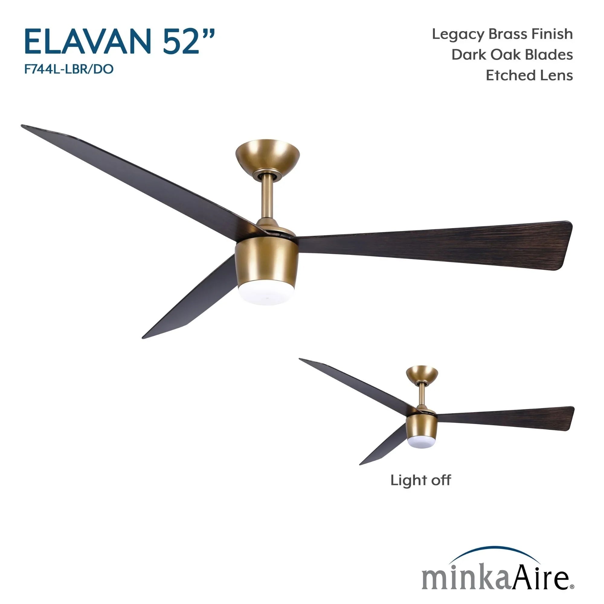 Elavan 52" Legacy Brass LED Ceiling Fan with Remote