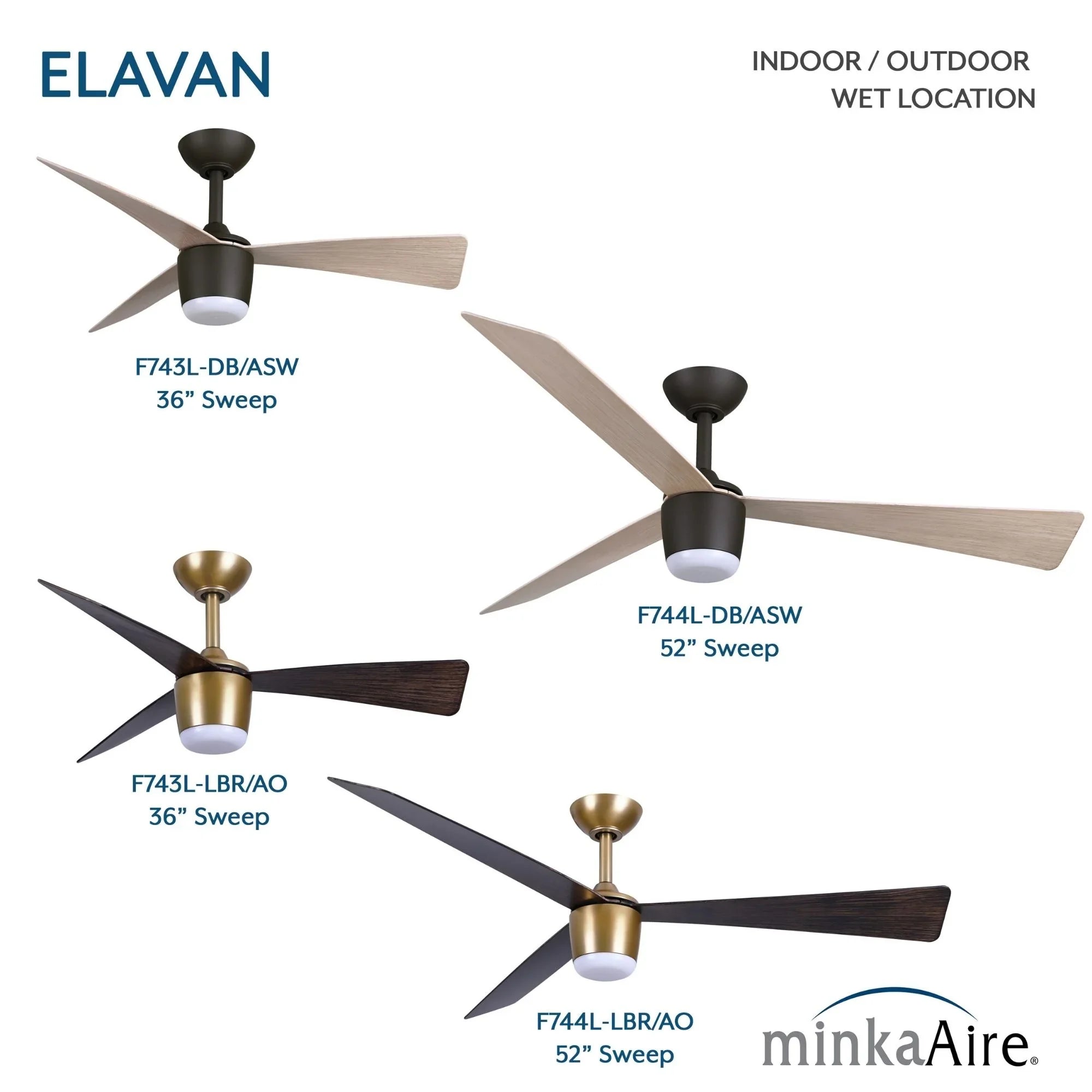 Elavan 52" Legacy Brass LED Ceiling Fan with Remote