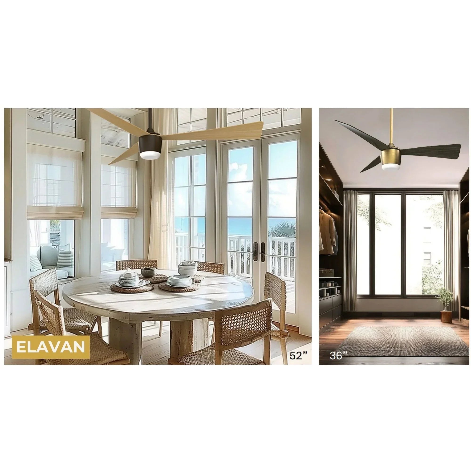 Elavan 52" Legacy Brass LED Ceiling Fan with Remote