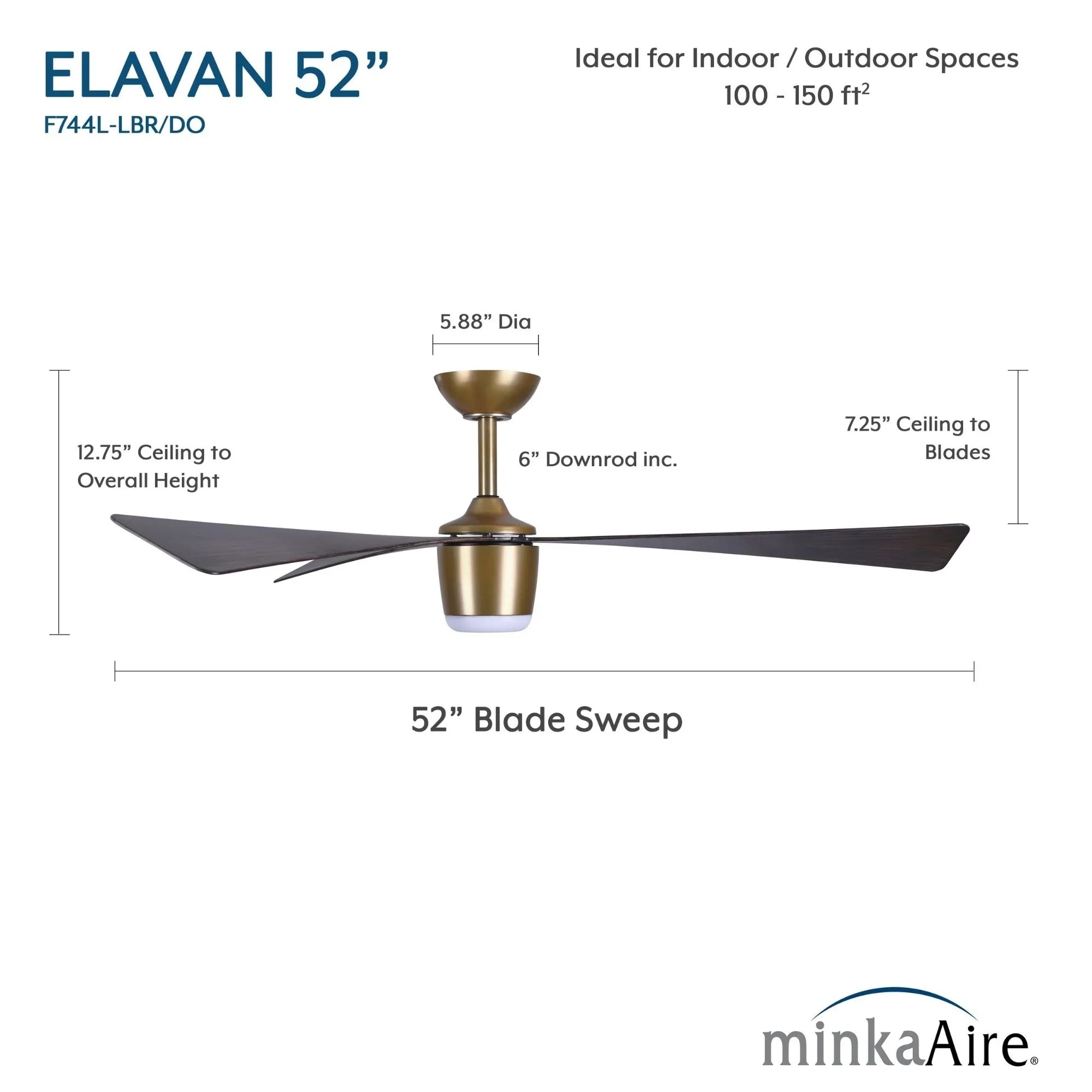 Elavan 52" Legacy Brass LED Ceiling Fan with Remote