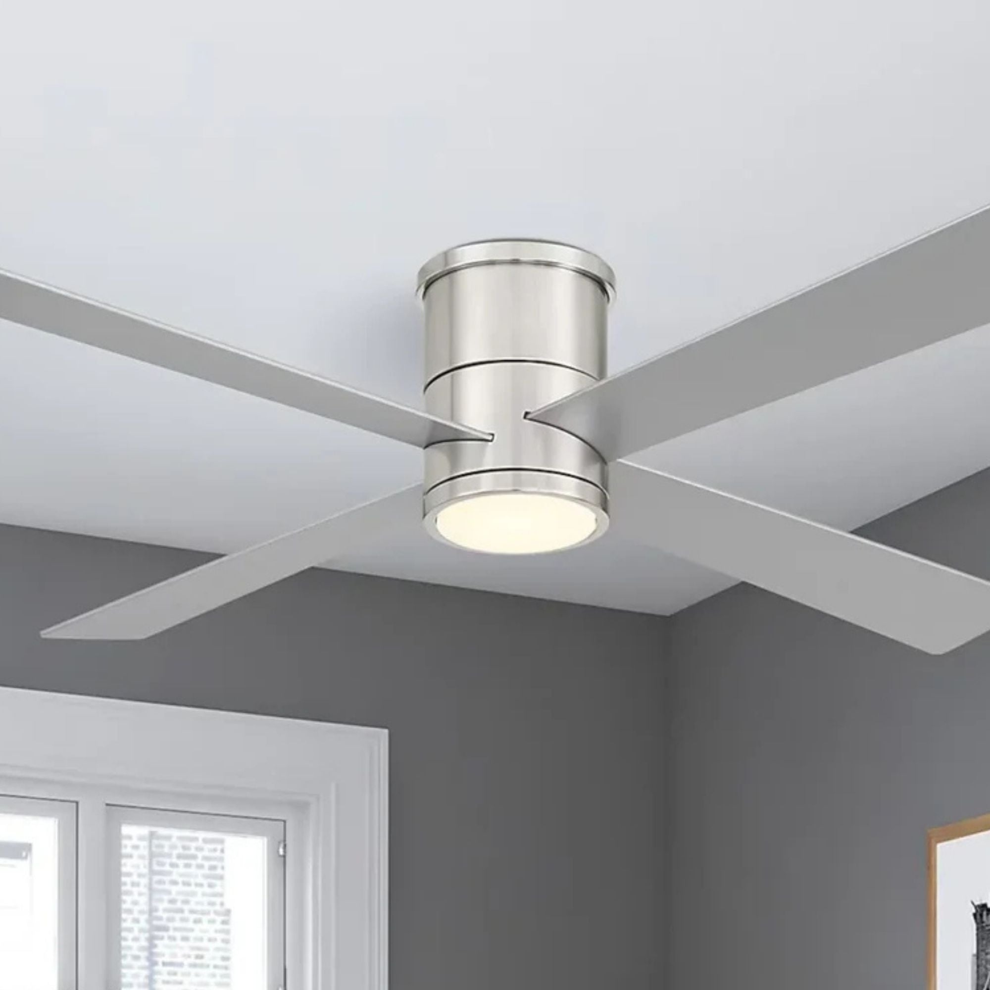Falco Flush 54" LED Flush Mount Ceiling Fan, Brushed Nickel