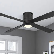 Falco Flush 54" LED Flush Mount Ceiling Fan, Black Coal