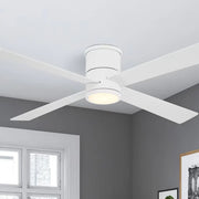 Falco Flush 54" LED Flush Mount Ceiling Fan, Flat White