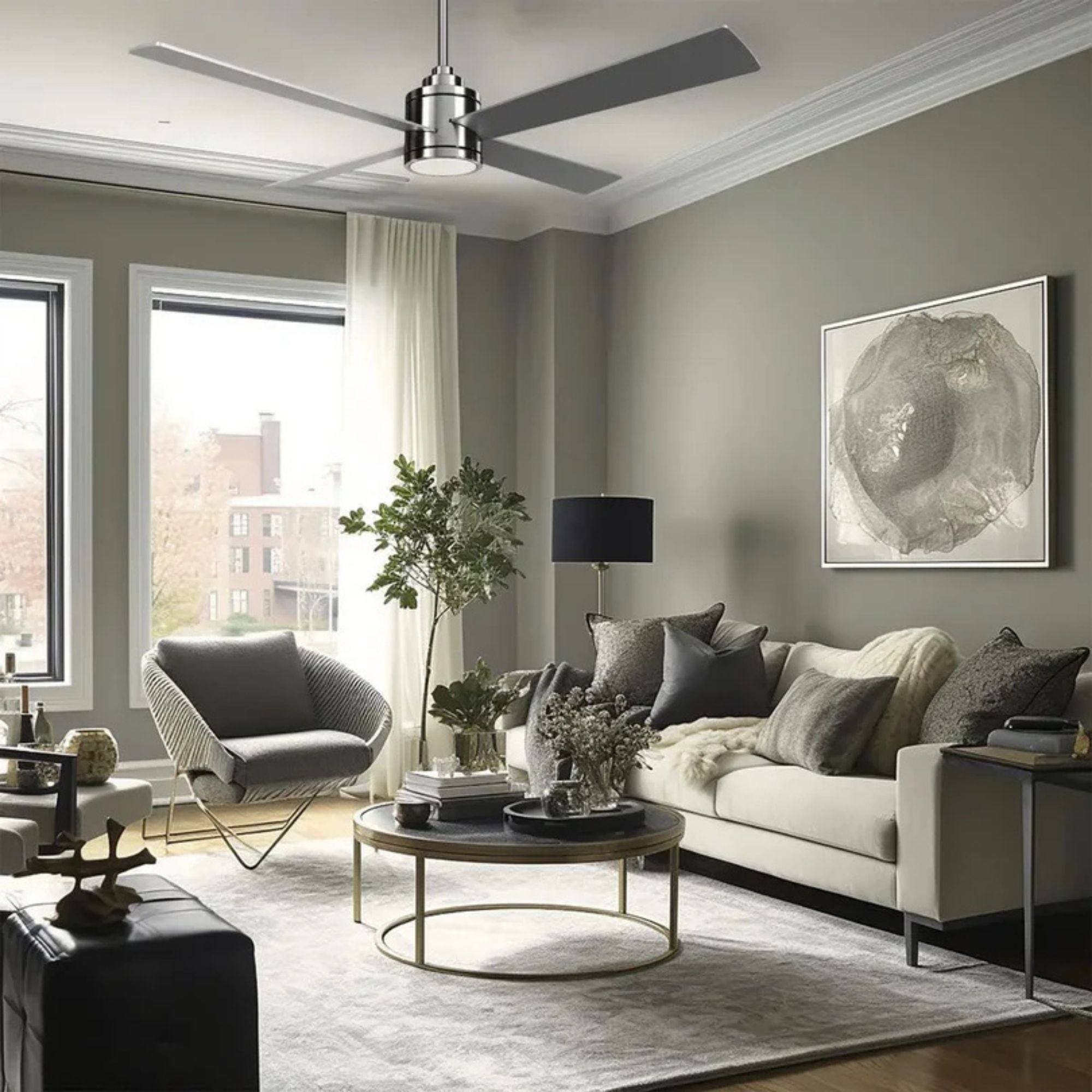 Falco 54" LED 4-Blades Ceiling Fan with Remote, Brushed Nickel