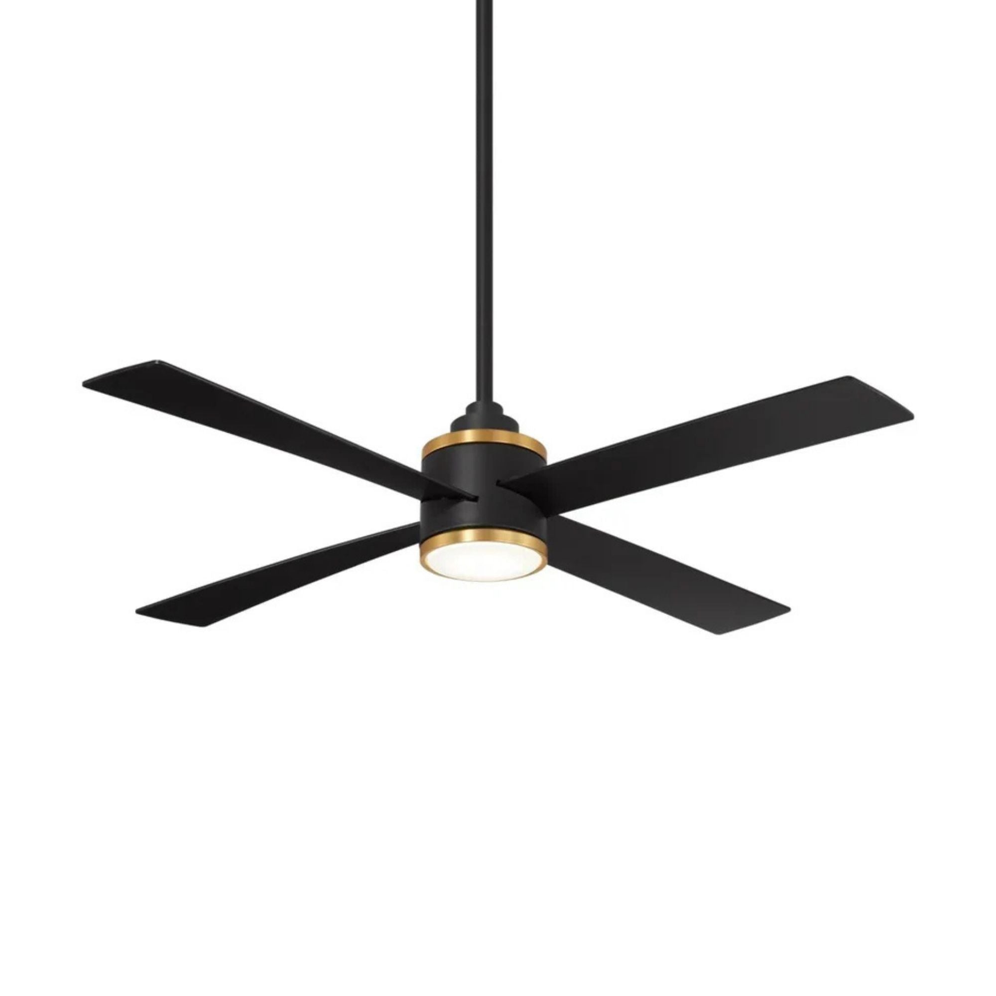 Falco 54" LED 4-Blades Ceiling Fan with Remote, Black Coal & Soft Brass Accents