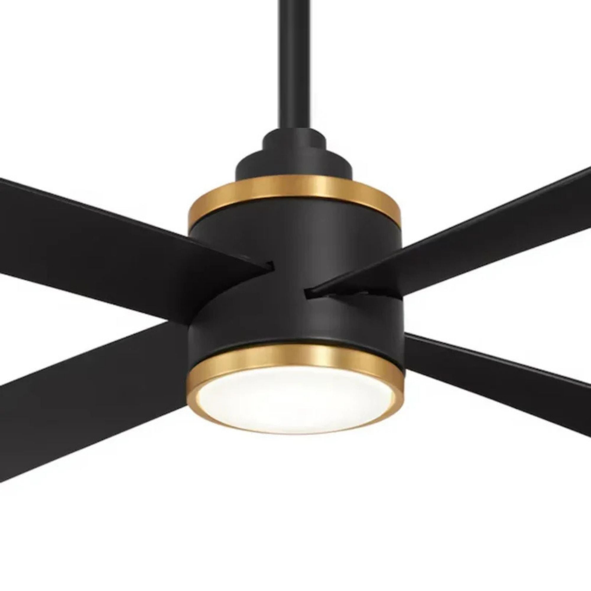 Falco 54" LED 4-Blades Ceiling Fan with Remote, Black Coal & Soft Brass Accents
