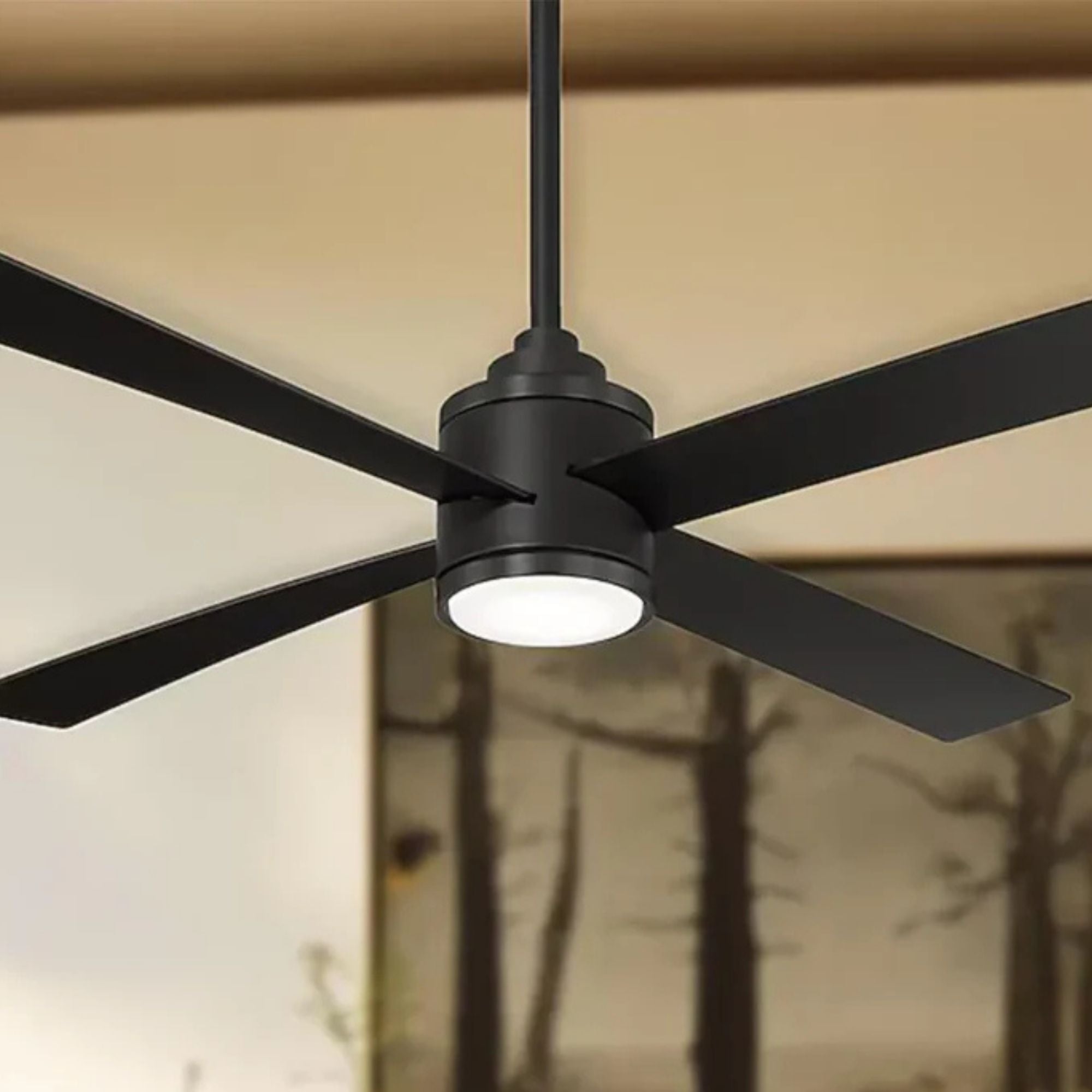 Falco 54" LED 4-Blades Ceiling Fan with Remote, Black Coal