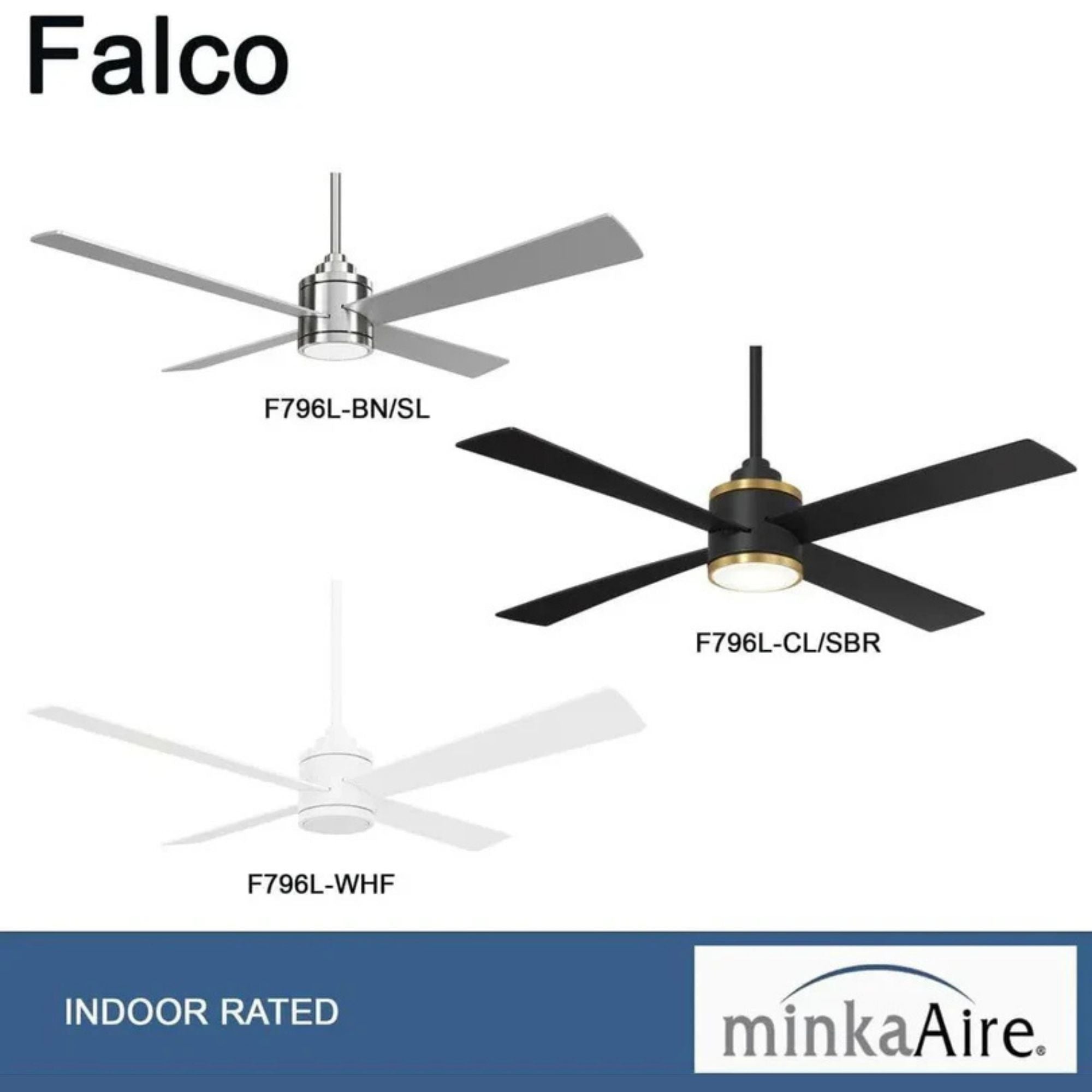 Falco 54" LED 4-Blades Ceiling Fan with Remote, Black Coal