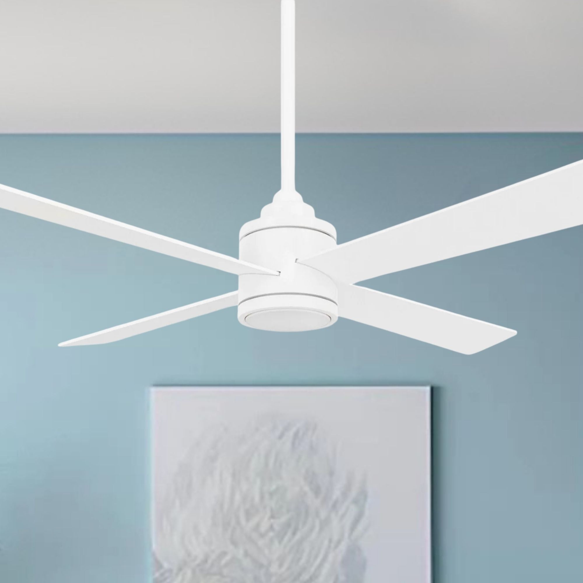 Minka Aire - Falco 54" LED 4-Blades Ceiling Fan with Remote, Flat White | Bees Lighting