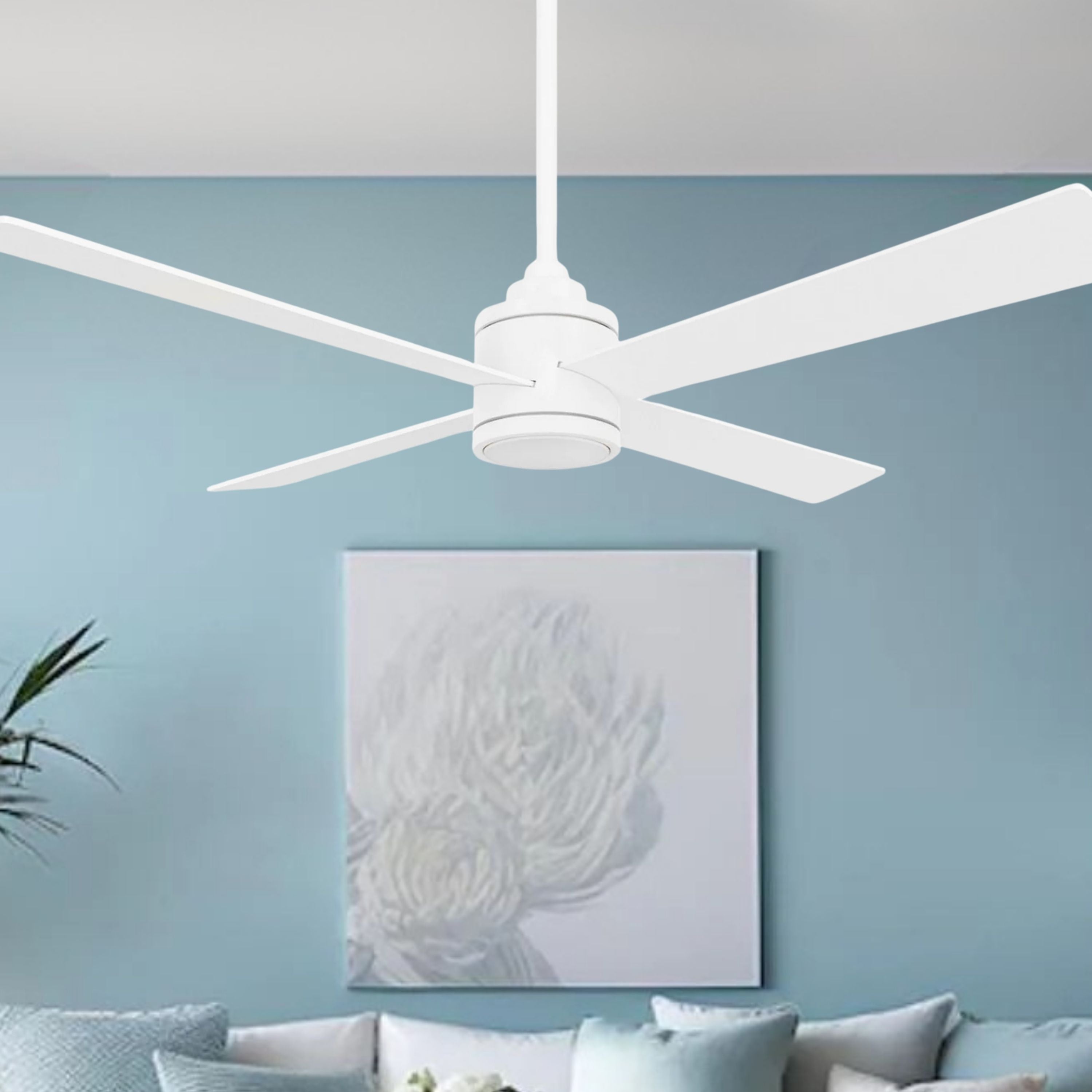 Falco 54" LED 4-Blades Ceiling Fan with Remote, Flat White