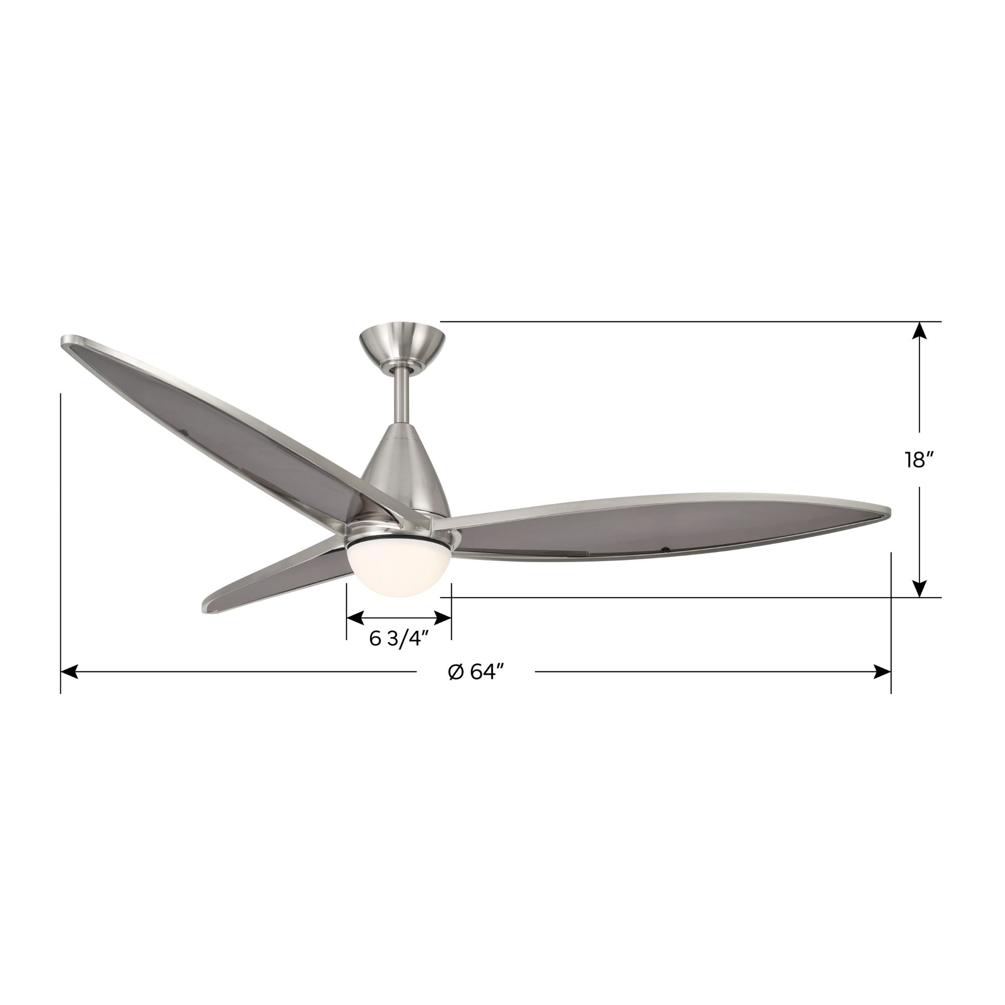 Minka Aire Fleur 64'' Ceiling Fan with LED Light DC Motor Brushed Nickel
