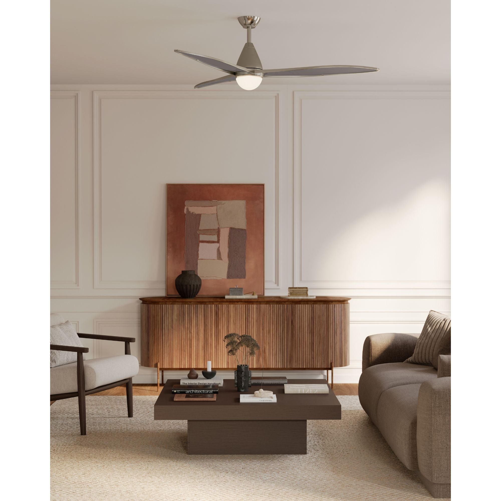 Minka Aire Fleur 64'' Ceiling Fan with LED Light DC Motor Brushed Nickel