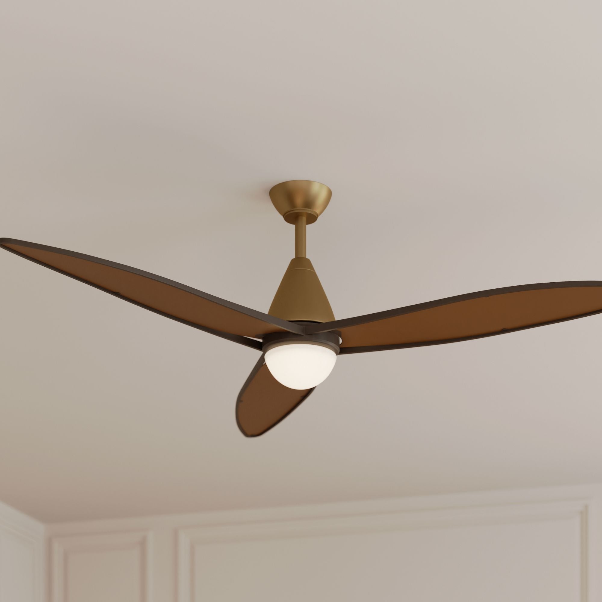 Minka Aire Fleur 64'' Ceiling Fan with LED Light DC Motor Heritage Brass/Dark Bronze