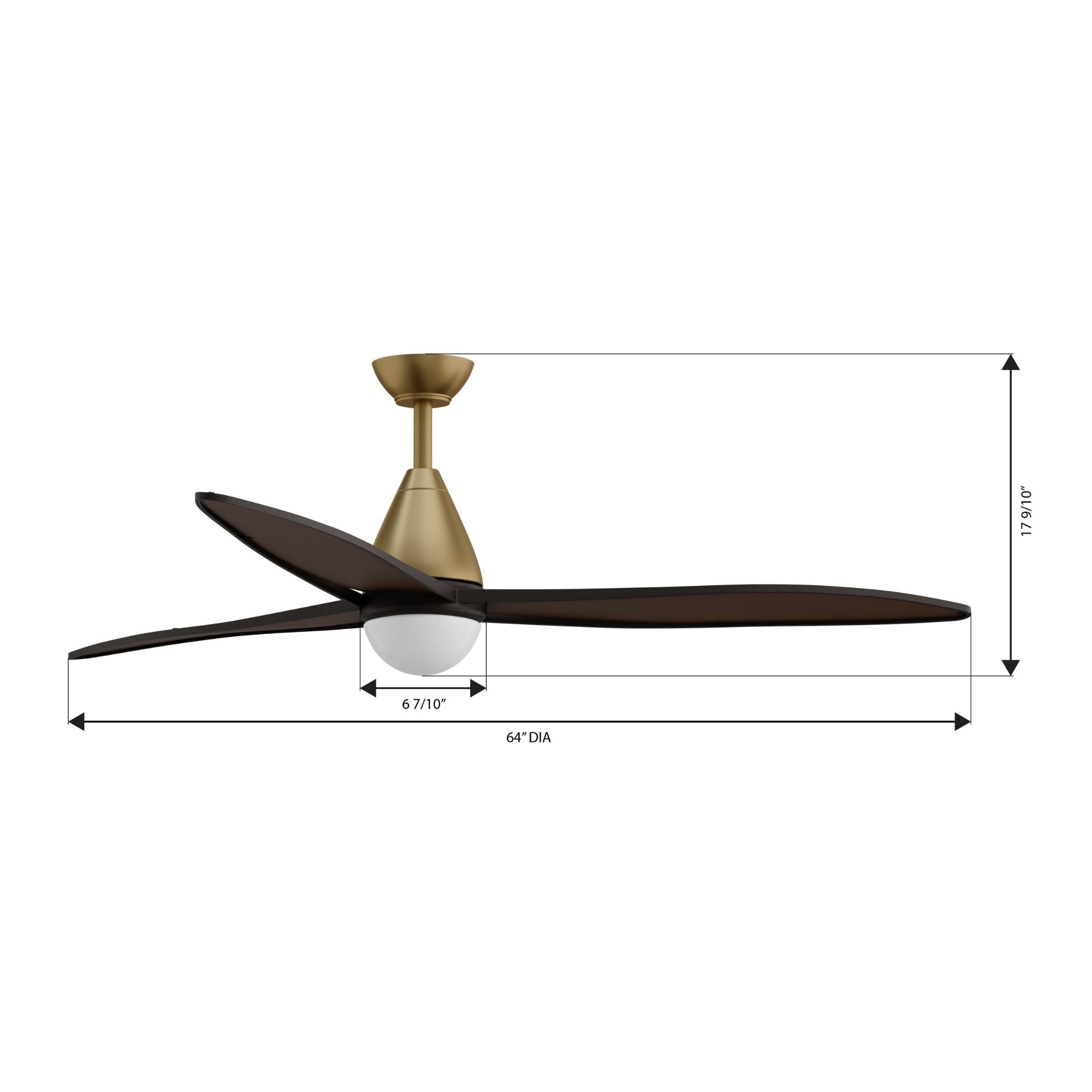 Minka Aire Fleur 64'' Ceiling Fan with LED Light DC Motor Heritage Brass/Dark Bronze