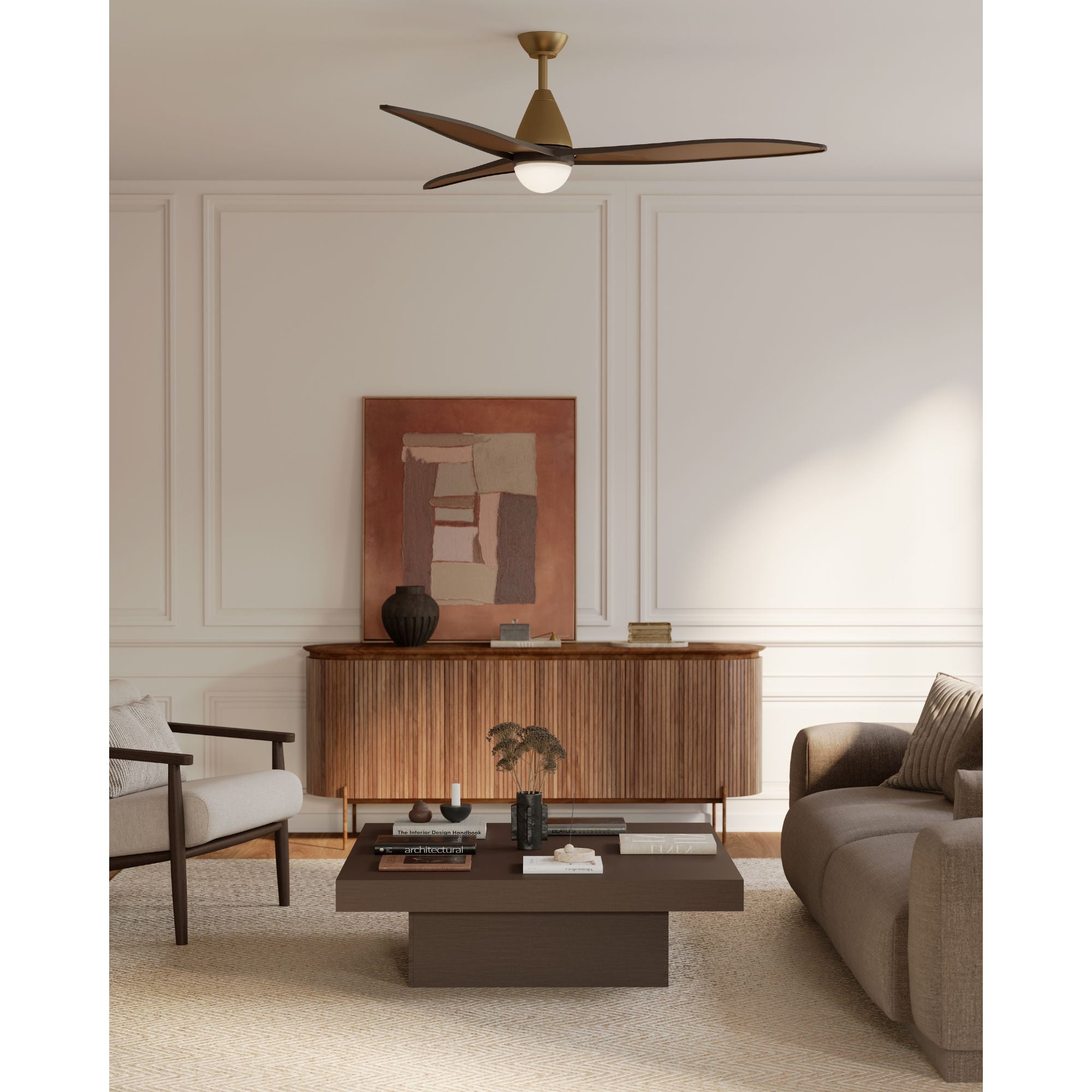 Minka Aire Fleur 64'' Ceiling Fan with LED Light DC Motor Heritage Brass/Dark Bronze