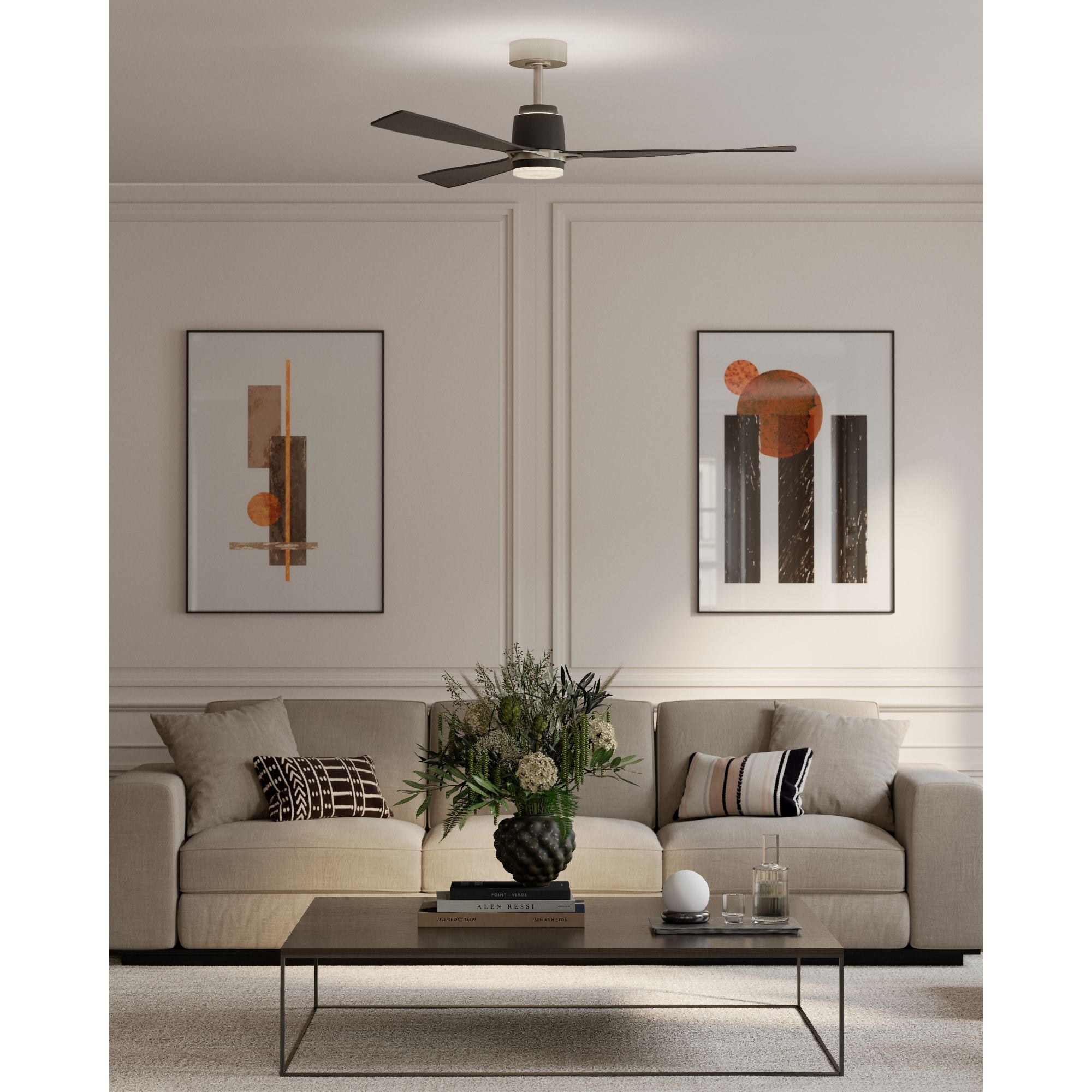 Minka Aire Foxden 53'' Smart Ceiling Fan with LED Light DC Motor Brushed Nickel