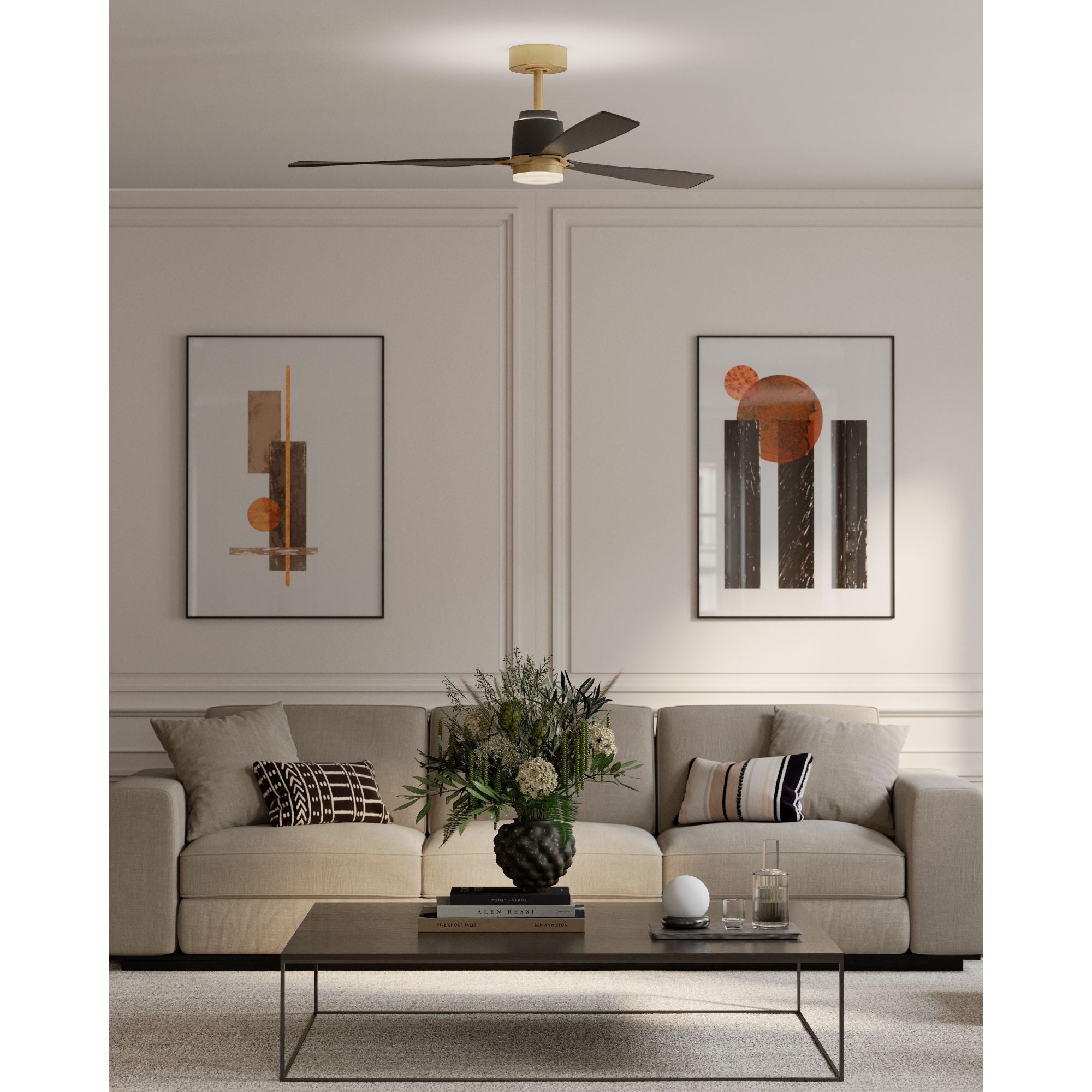 Minka Aire Foxden 53'' Smart Ceiling Fan with LED Light DC Motor Legacy Brass/Coal Black