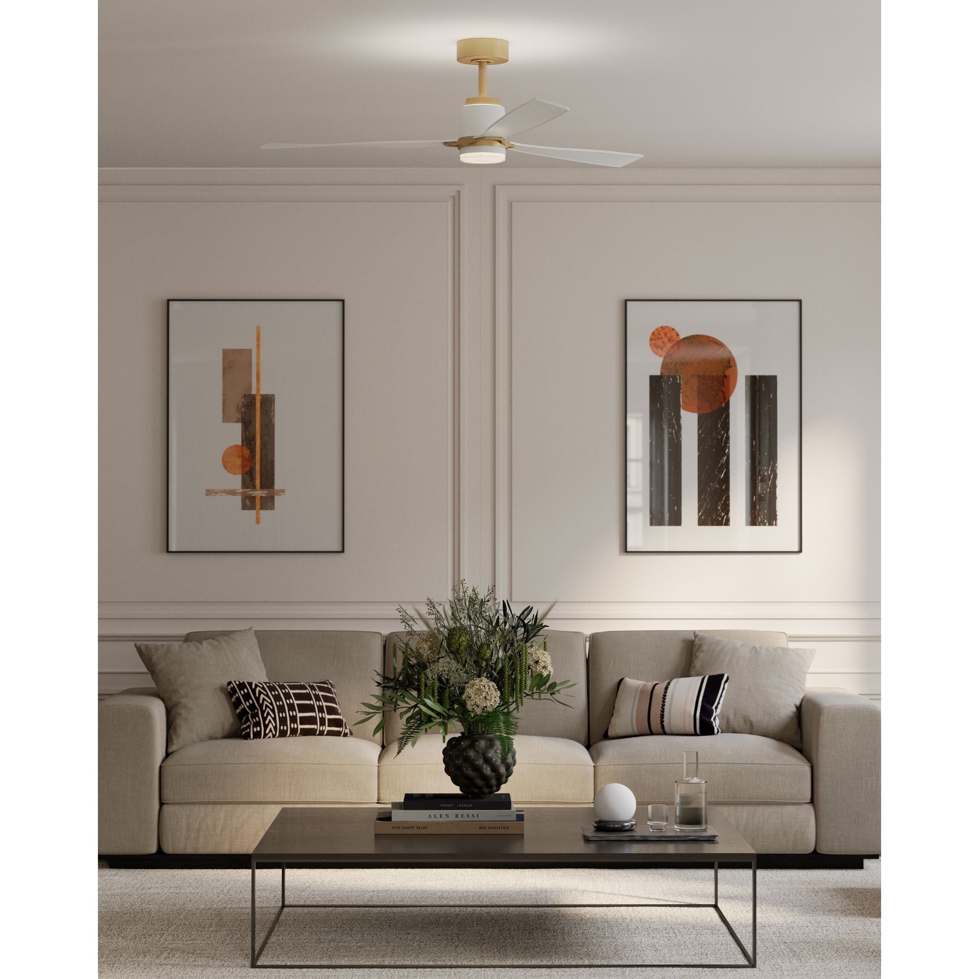 Minka Aire Foxden 53'' Smart Ceiling Fan with LED Light DC Motor Legacy Brass/Flat White