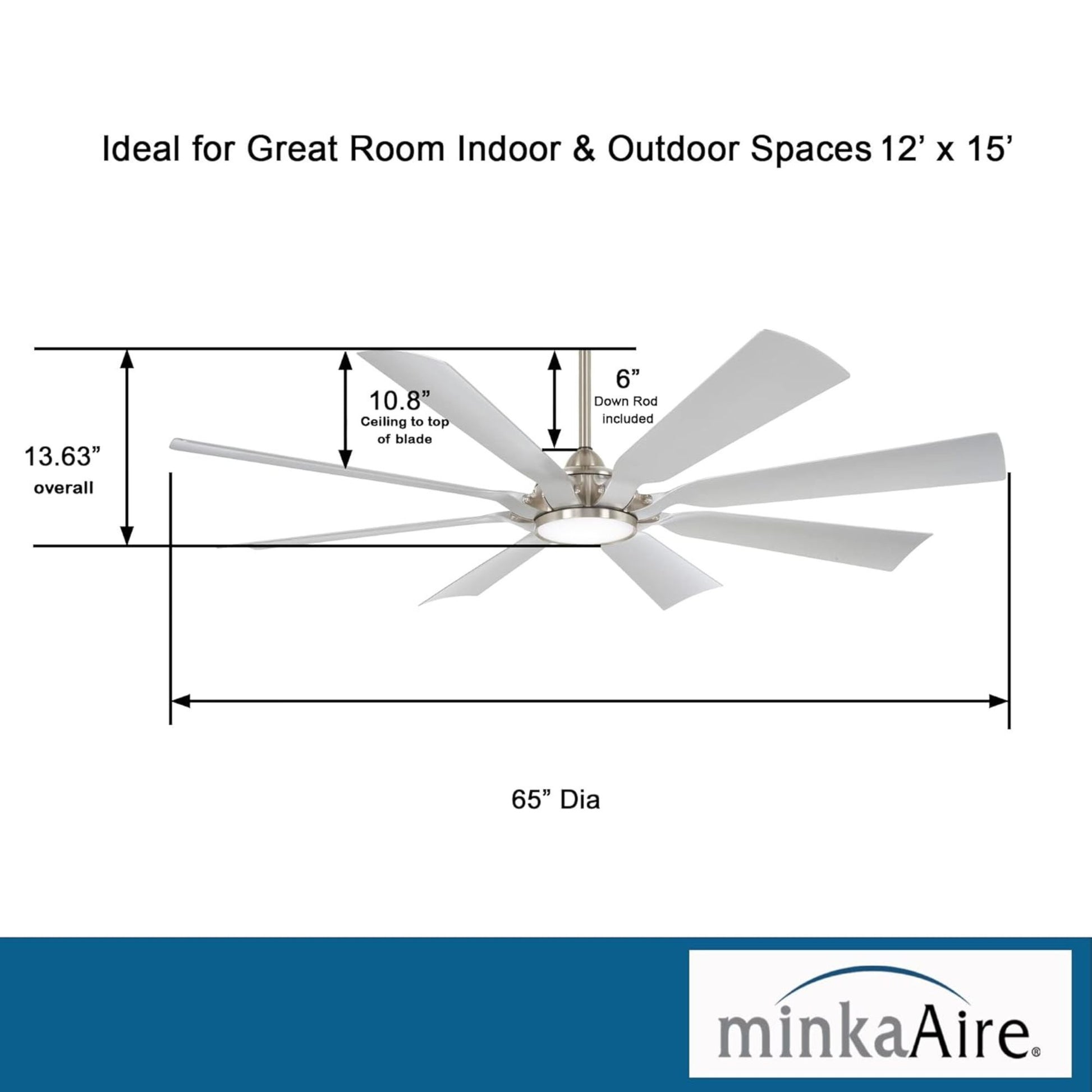 Future 65" Brushed Nickel Outdoor LED Ceiling Fan with Remote Control - Bees Lighting