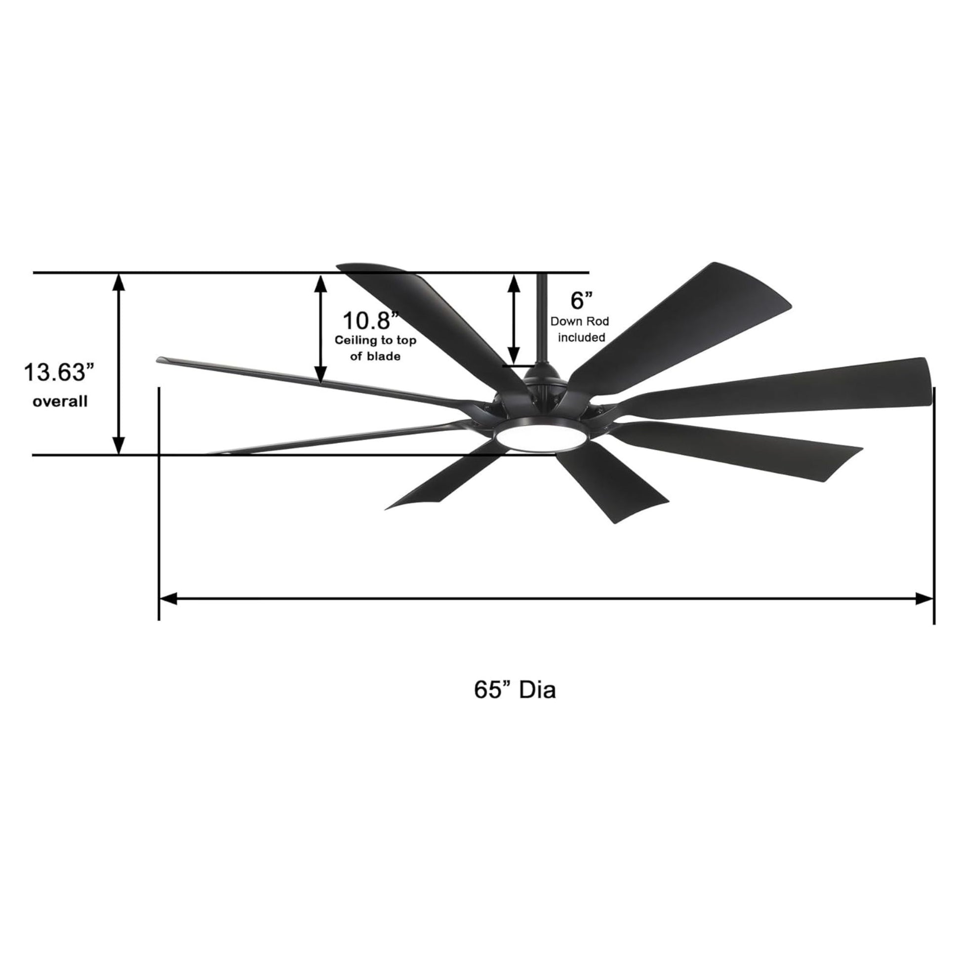 Future 65" Black Coal Outdoor LED Ceiling Fan with Remote Control - Bees Lighting